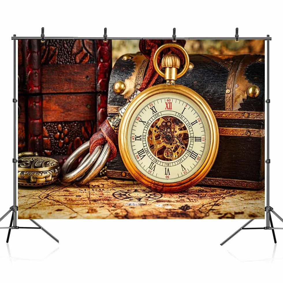 Vintage Zegar Wzór Wnętrze Fotografia Tło Dziecko Portret Fotokomórka Dekracja Baner Fotograficzny Studio Sesja Tło 300 x 200 cm