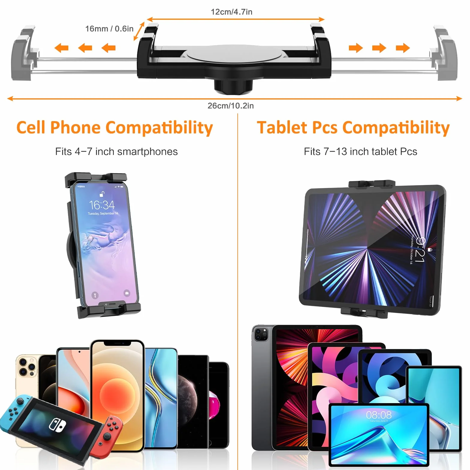 Podstawka na tablet, poduszka do łóżka, poduszka do łóżka, regulacja obrotu o 360°, dla iPada Pro, Air Mini, Kindle, Galaxy Tab, telefon, 4–13 cali (miękka skóra, czarny)
