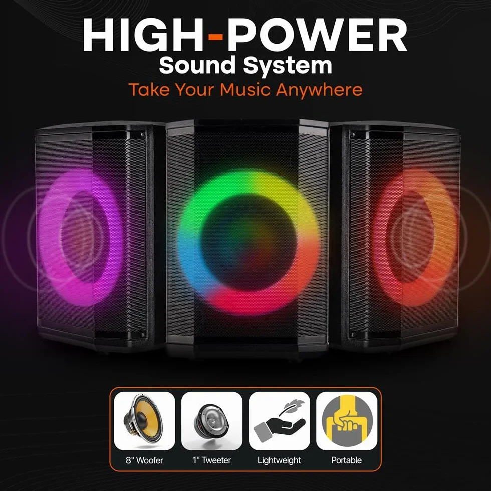 Pyle Audio Bluetooth Party Speaker - Big Speaker with True Wireless Stereo System - Enjoy Powerful Bass and Clear Treble - Party Bluetooth Speaker with Carry Bag and Tripod