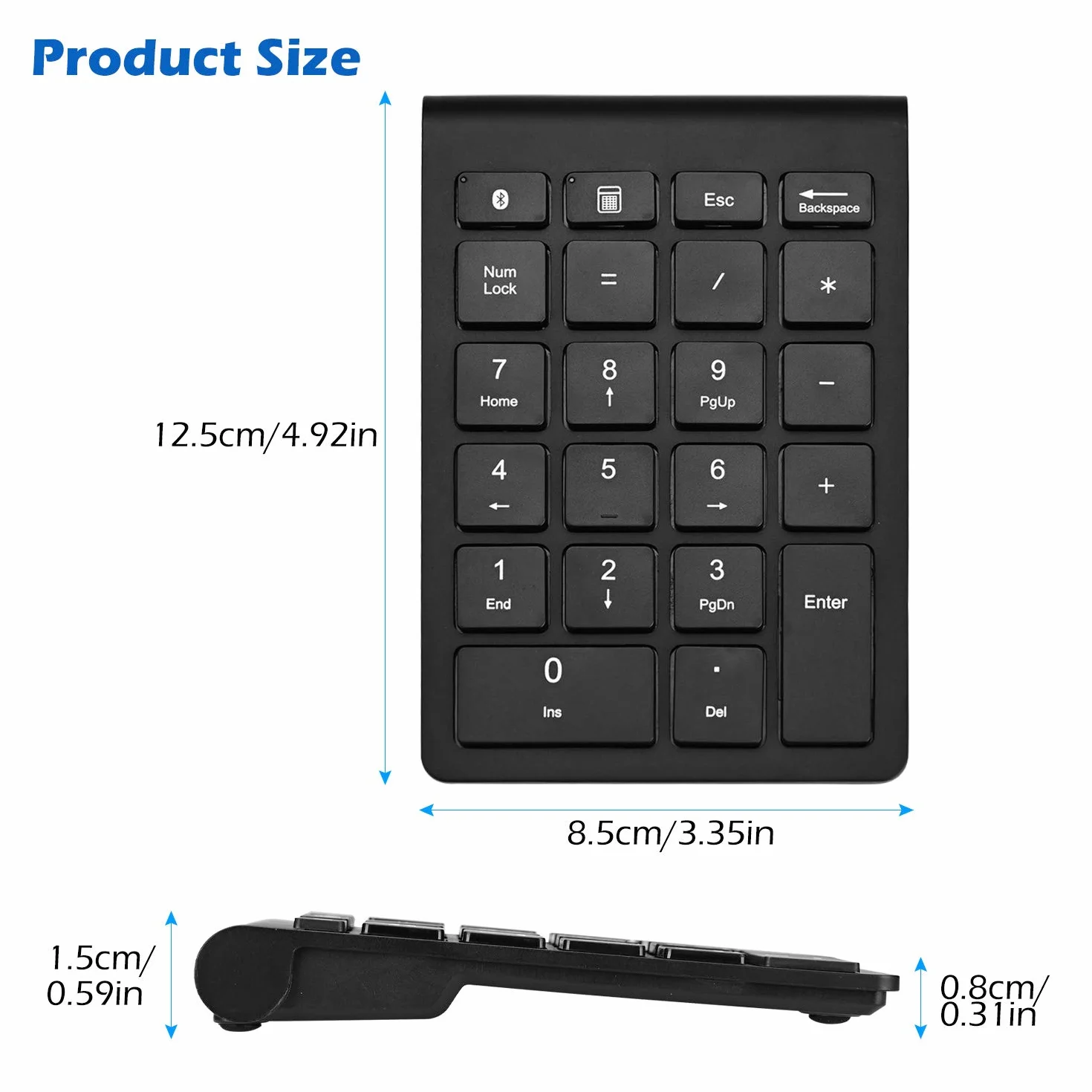 Bezprzewodowa klawiatura numeryczna, Podazz Bluetooth podkładka numerowa przenośna 22 klawisze wielofunkcyjne zewnętrzne rozszerzenie klawiatury do laptopa, tabletu, notebooka, PC, iMac, Android, iOS