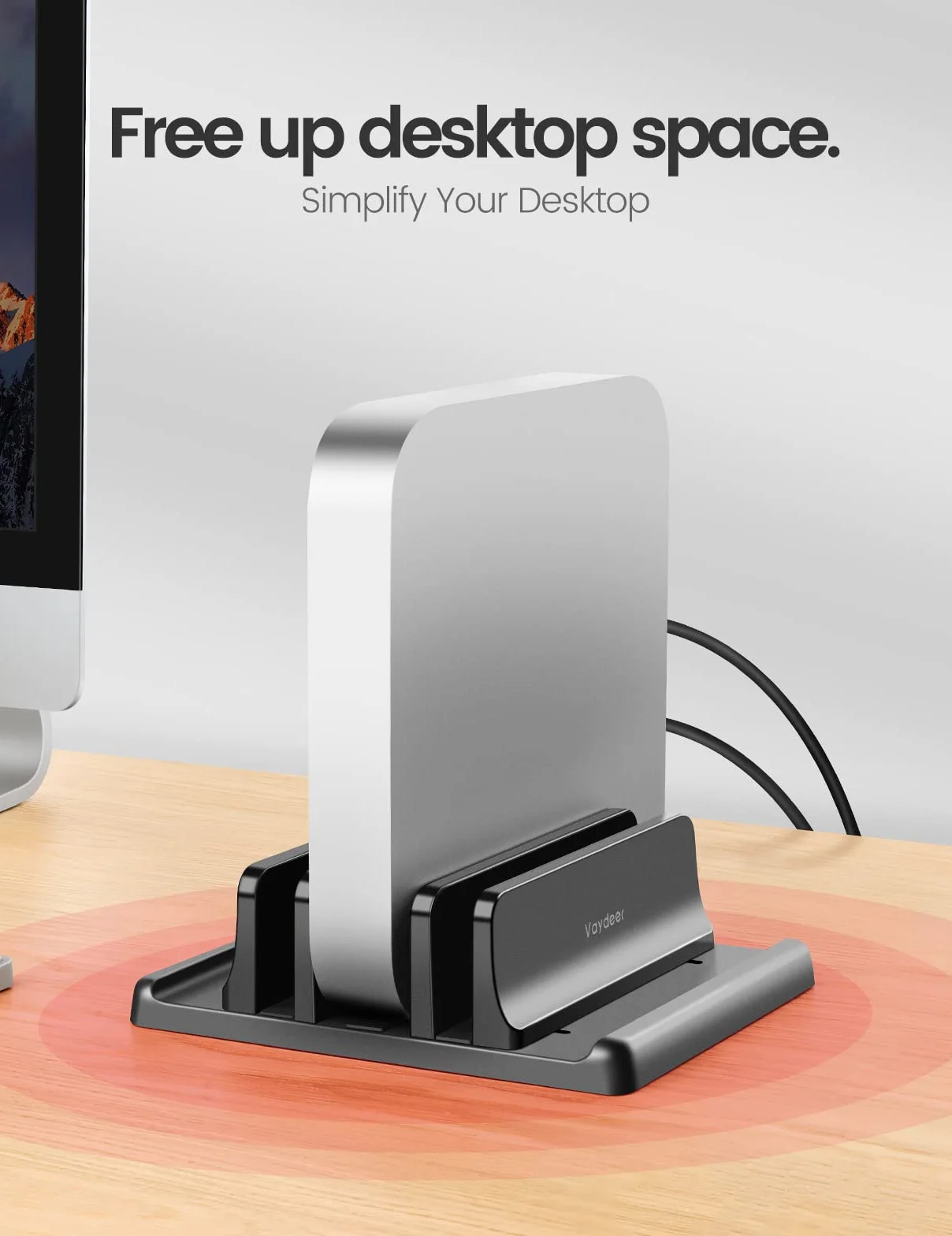 VAYDEER pionowy stojak na laptopa, regulowany i wszechstronny z 3 rowkami. Kompatybilny z Macbook/Pro, Mac, iPadem i laptopem. Elegancki czarny design