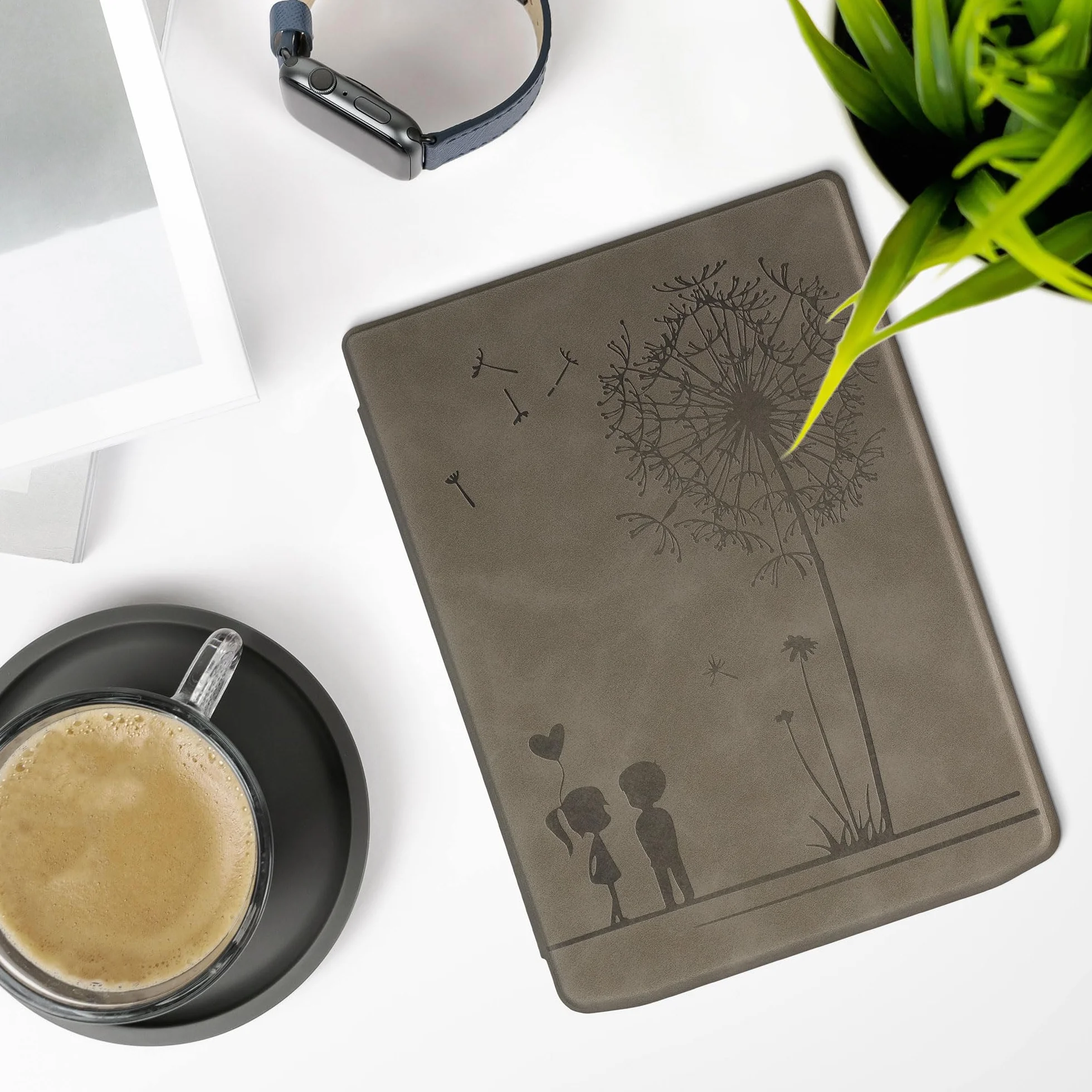 kwmobile Pokrowiec kompatybilny z Pocketbook InkPad 4 / Color 3 / Color 2 / Vivlio InkPad 4 / InkPad Color 3 Cover - Etui na czytnik e-booków - Dandelion Love Grey