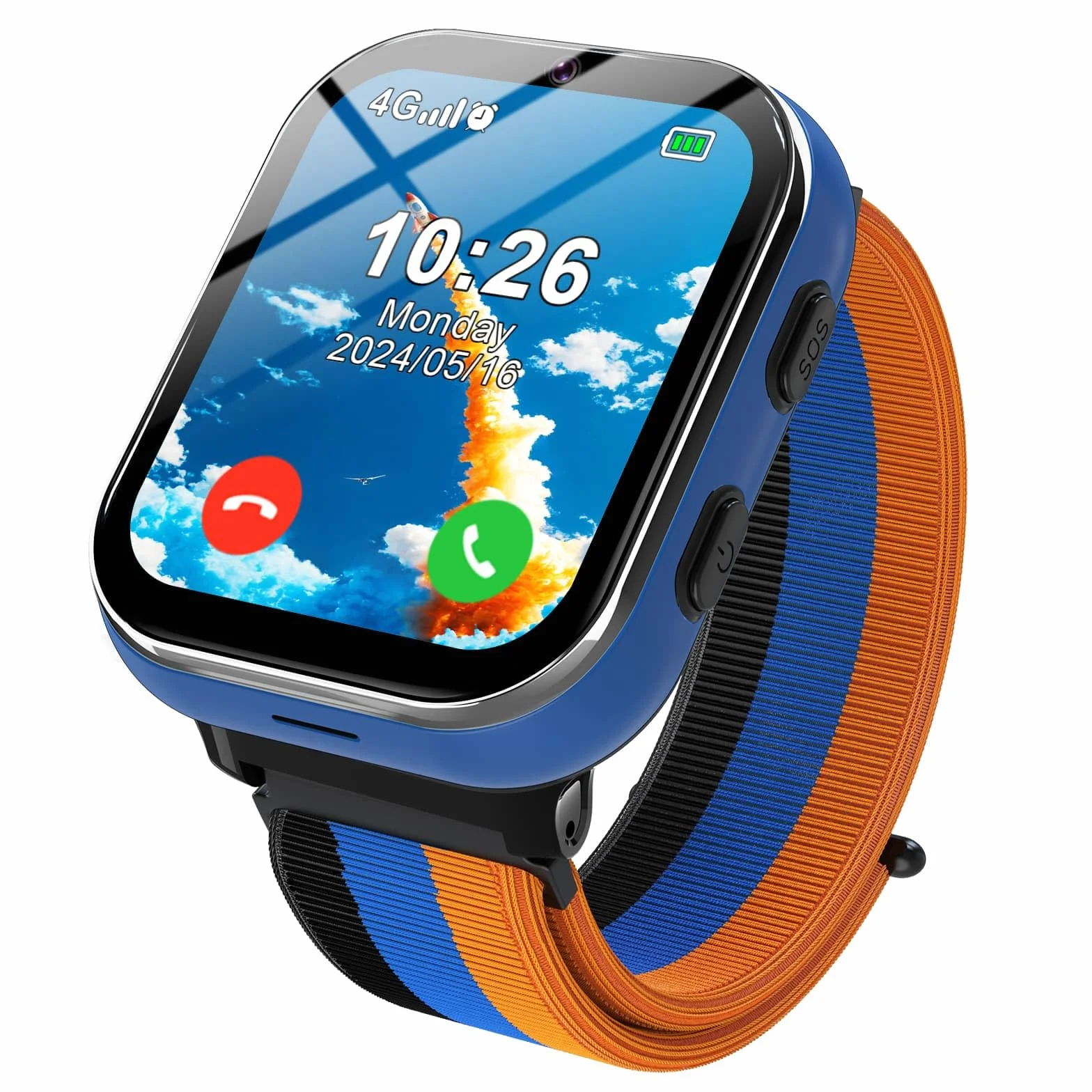 PTHTECHUS Smartwatch dla dzieci 4G, zegarek dziecięcy z funkcją połączenia telefonicznego, kilka stylów pulpitu do wyboru, dwukierunkowe połączenia, aparat, MP3, SOS, karta edukacyjna, prezent dla
