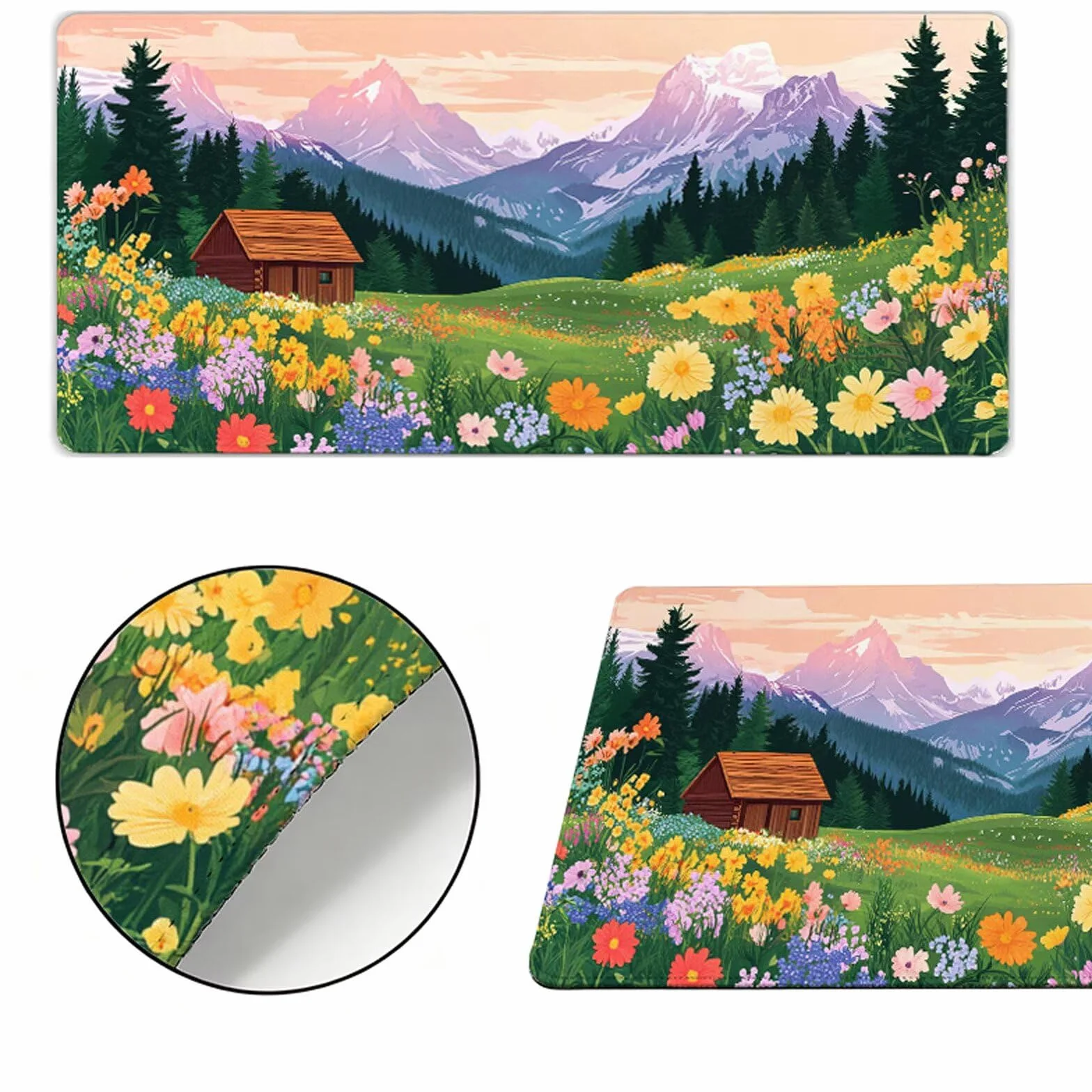 Kwiat podkładka pod mysz XXL, 1000 x 500 x 3 mm, podkładka pod mysz dla graczy, z przyszytymi krawędziami, wodoszczelna, antypoślizgowa gumowa podstawa, poprawia precyzję i prędkość, akcesoria
