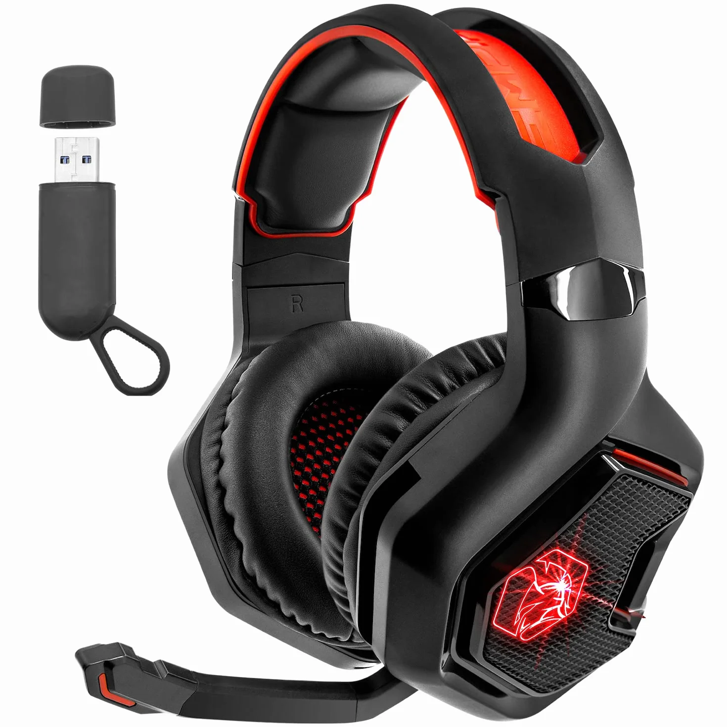 EMPIRE GAMING - WarCry P-W1 gamingowy zestaw słuchawkowy z mikrofonem – PC/PS4/PS5/Xbox/Mac-2.4 GHz Wireless – Surround Sound Stereo – LED czerwony