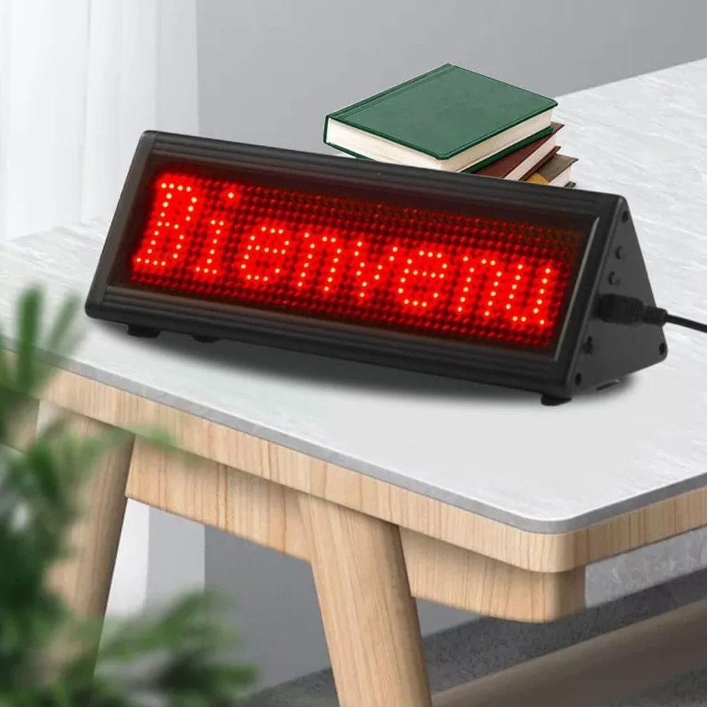 Wyświetlacz informacyjny LED na ekranie komputera stacjonarnego Mini mobilny ekran konferencyjny na pulpicie LED na komputer stacjonarny (Color : Rosso, Size : Single-sided)