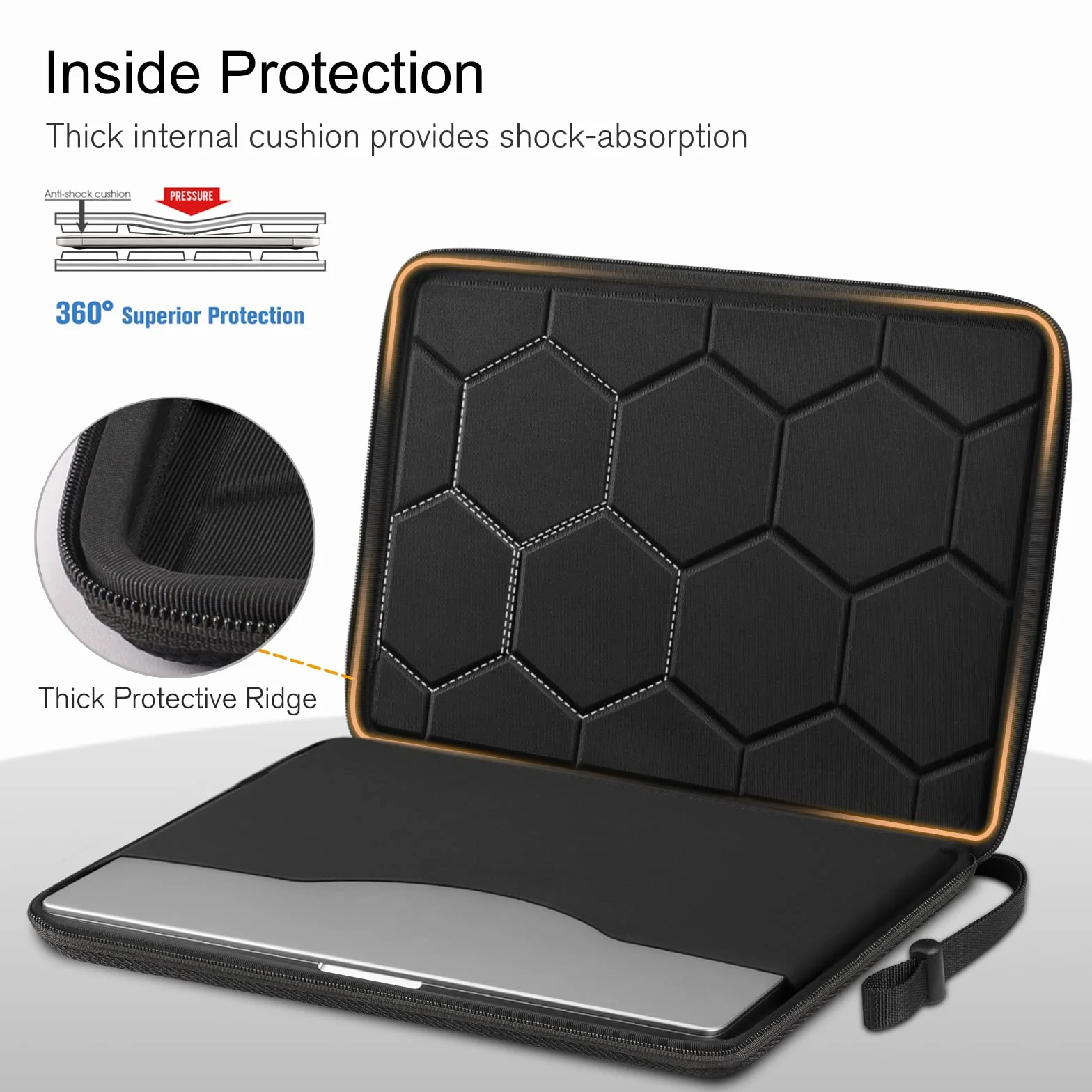 FINPAC Torba na laptopa 15,6 cali, twardy futerał ochronny do 16 cali MacBooka Pro 2026-2019, do 15,6" laptopa Lenovo, wstrząsoodporny futerał do 15,6 cali laptopa HP/Acer/ASUS/Surface/MSI