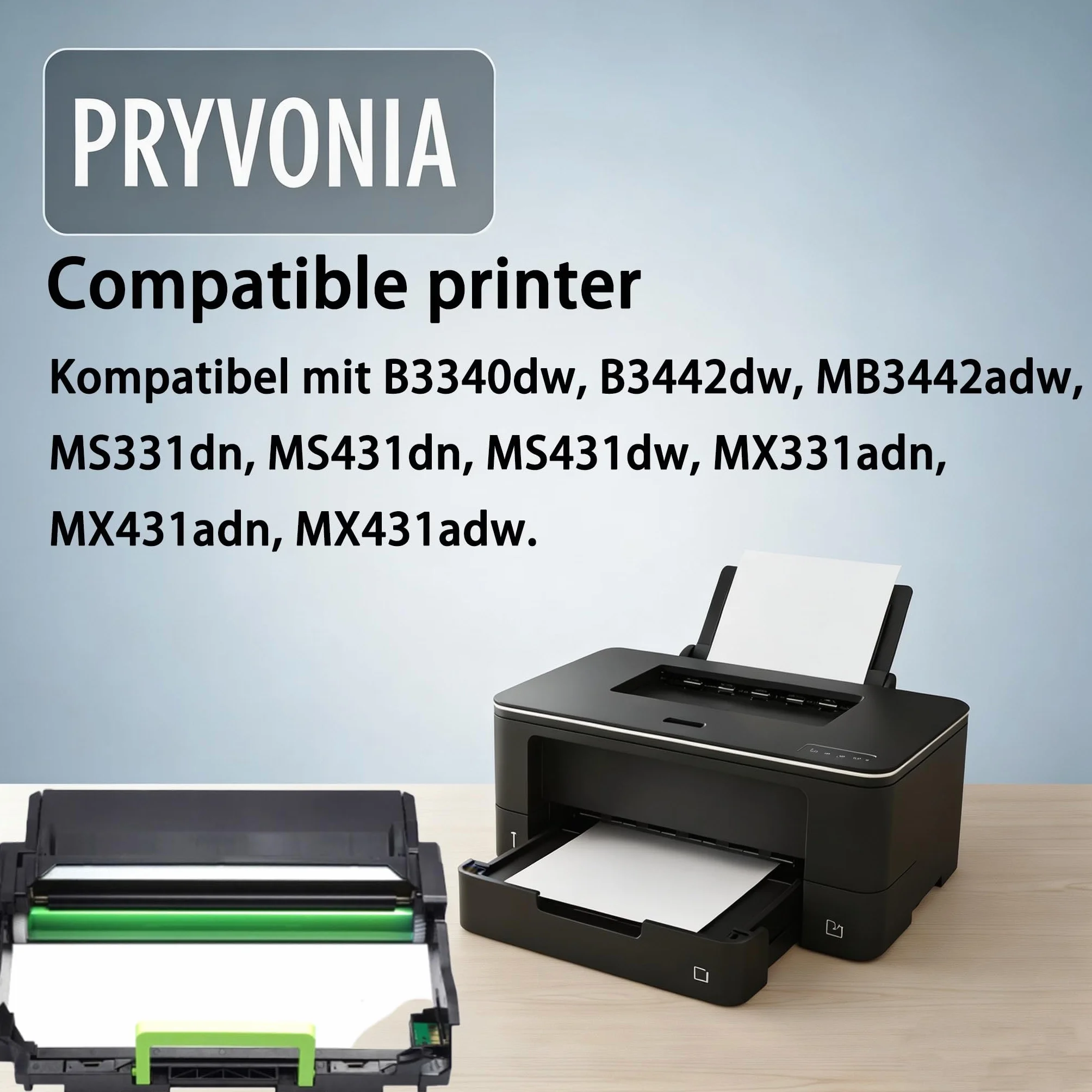55B0ZA0 bęben obrazowy do Lexmark B3340dw B3442dw MB3442adw MS331dn MS431dn MS431dw MX331adn MX431adn MX431adw zamiennik do 55B0ZA0 5B0ZA0 55B0Z00 (1 opakowanie bez tonera)