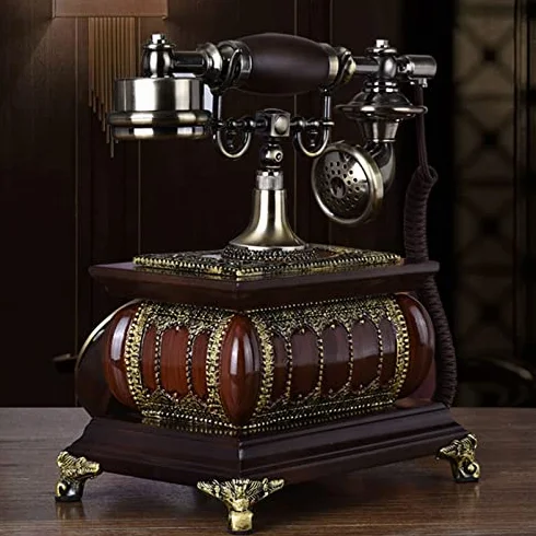Antyczny telefon stacjonarny, przewodowy telefon retro, dekoracyjny telefon w stylu vintage, do domowego biura, kawiarni, baru, dekoracja - klasyczny styl i elegancki design