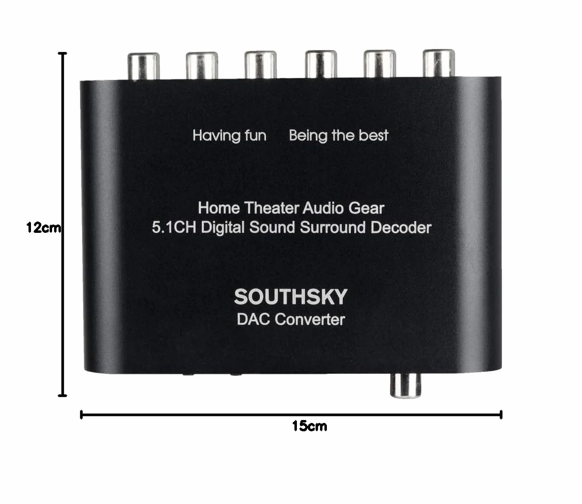 SOUTHSKY 5.1Cyfrowy Konwerter Dźwięku Przestrzennego, SPDIF, Optyczny, Koncentryczowy, 3,5 mm Gniazda Analogowego Audio 5.1CH, Wsparcie Dolby Digital, Dekoder DTS, DVD, HDTV, Wzmacniacz