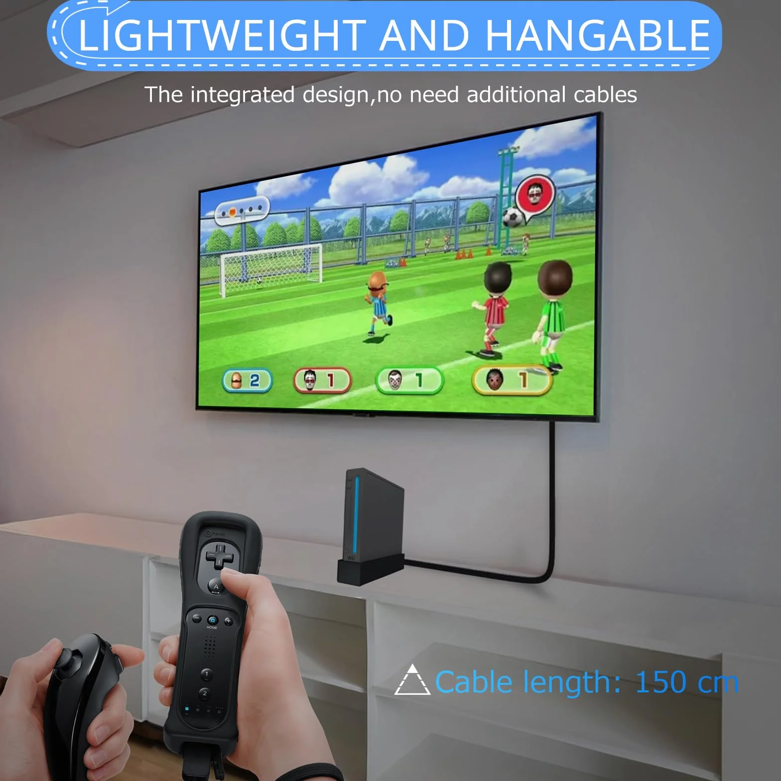 CAMWAY Konwerter Wii na HDMI 1080P/720P z kablem 150 cm, obsługuje NTSC 480i/480p, Pal 576i, Wii na HDMI do telewizora HDTV i monitora, Plug i Paly, kolor czarny
