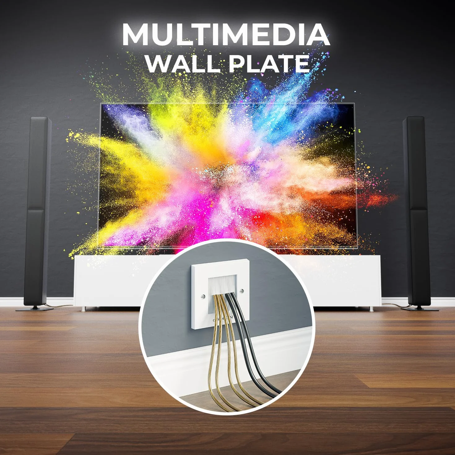 deleyCON 2x Multimedialne Gniazdo Ścienne Płytka do Kabli PC TV Monitor Rzutnik Zestaw