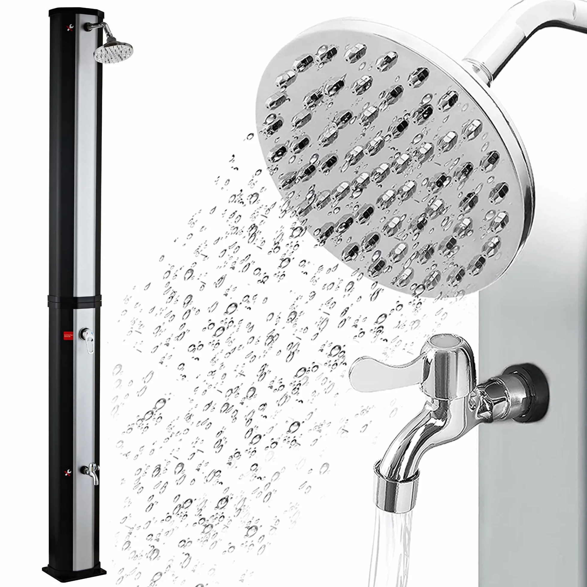 Prysznic solarny Taree z kranem 60L srebrny 60°C