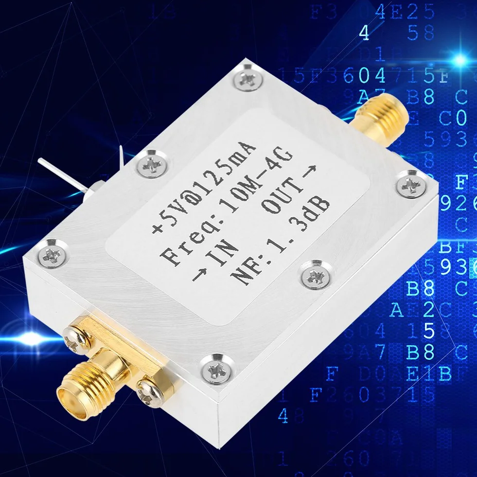 Wzmacniacz niskiego hałasu, 1 szt. wzmacniacz niskiego poziomu hałasu 21 dB Wysoki Gain LNA 0,01-4 GHZ szerokość pasma NF=1,3 dB wzmacniacz RF płyta modułu