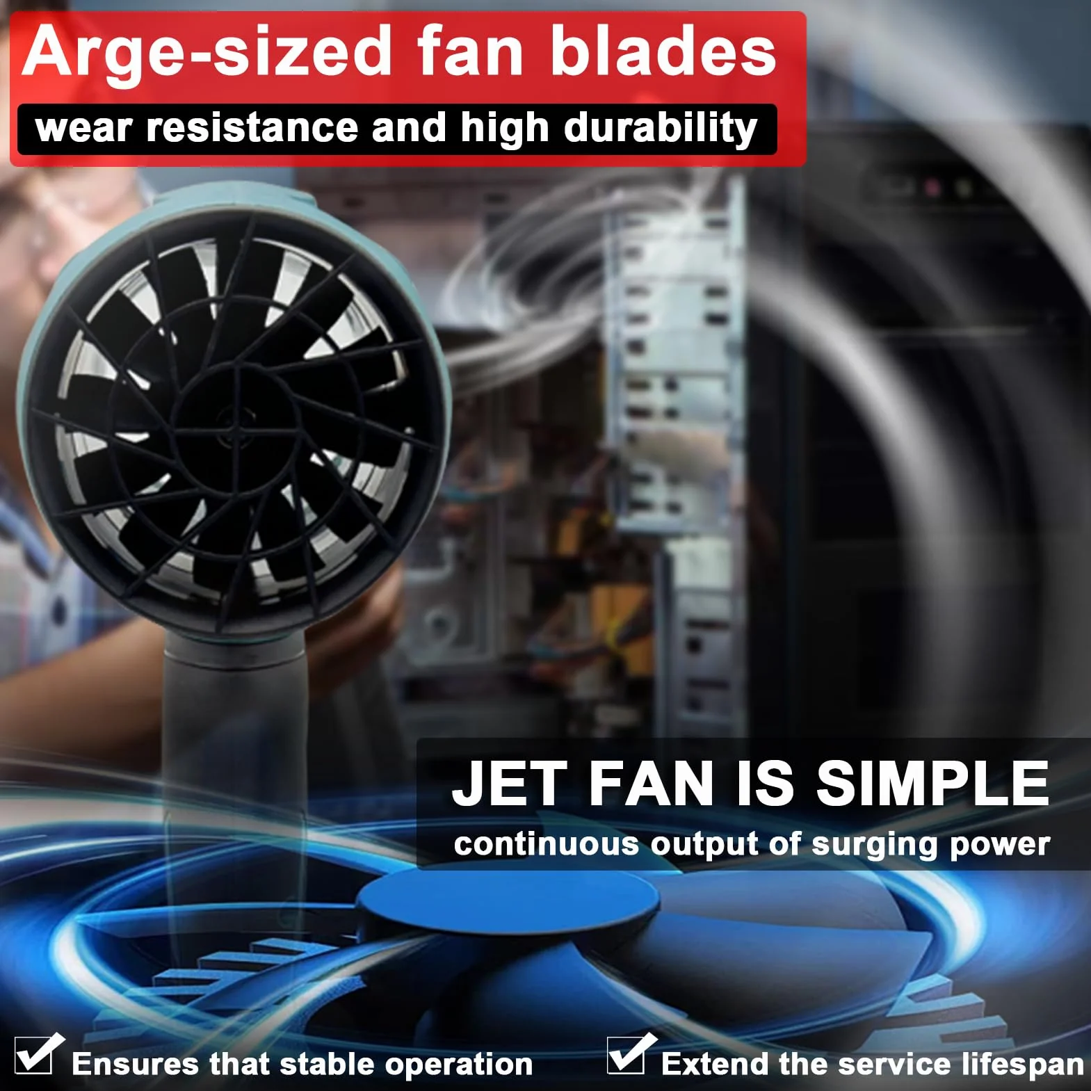 Weytoll akumulatorowa dmuchawa do liści, Jet Turbofan, mini dmuchawa kompatybilna z Makita 18V 1000W, bezszczotkowy silnik turbo wentylator, dmuchawa Jet do kempingu, czyszczenia i warsztatu