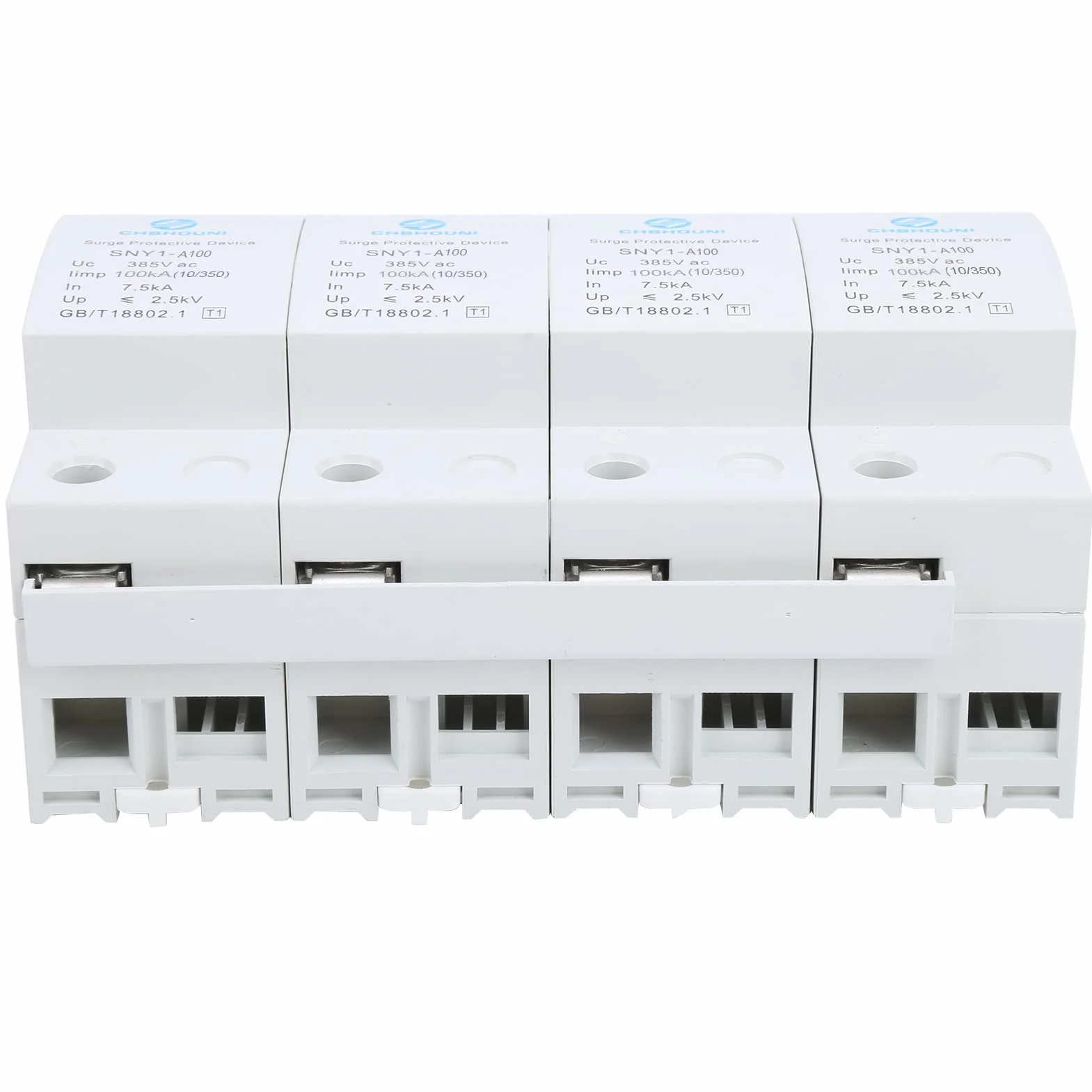 Ochronnik Przeciwprzepięciowy 4P PBT Plug In Urządzenie Przeciwprzepięciowe 385VAC 50KA Zamiennik Wyłącznika Automatycznego na szynę DIN do Szafy Rozdzielczej Mocy Systemy Fotowoltaiczne w