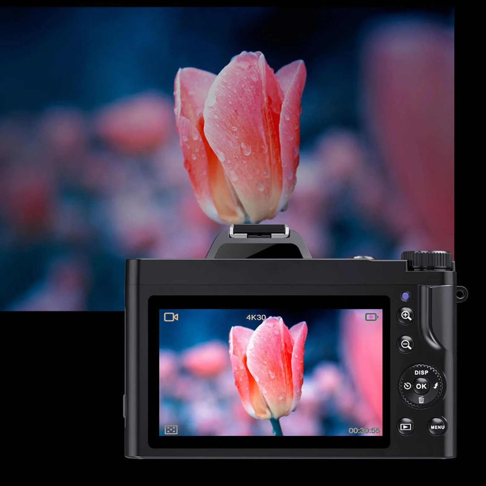 Cyfrowy Aparat Fotograficzny 5K do Fotografii, Aparat do Vlogowania o Rozdzielczości 48 MP z automatyczną regulacją Ostrości, Kamera Wideo z 16-krotnym Zoomem Cyfrowym i Ekranem