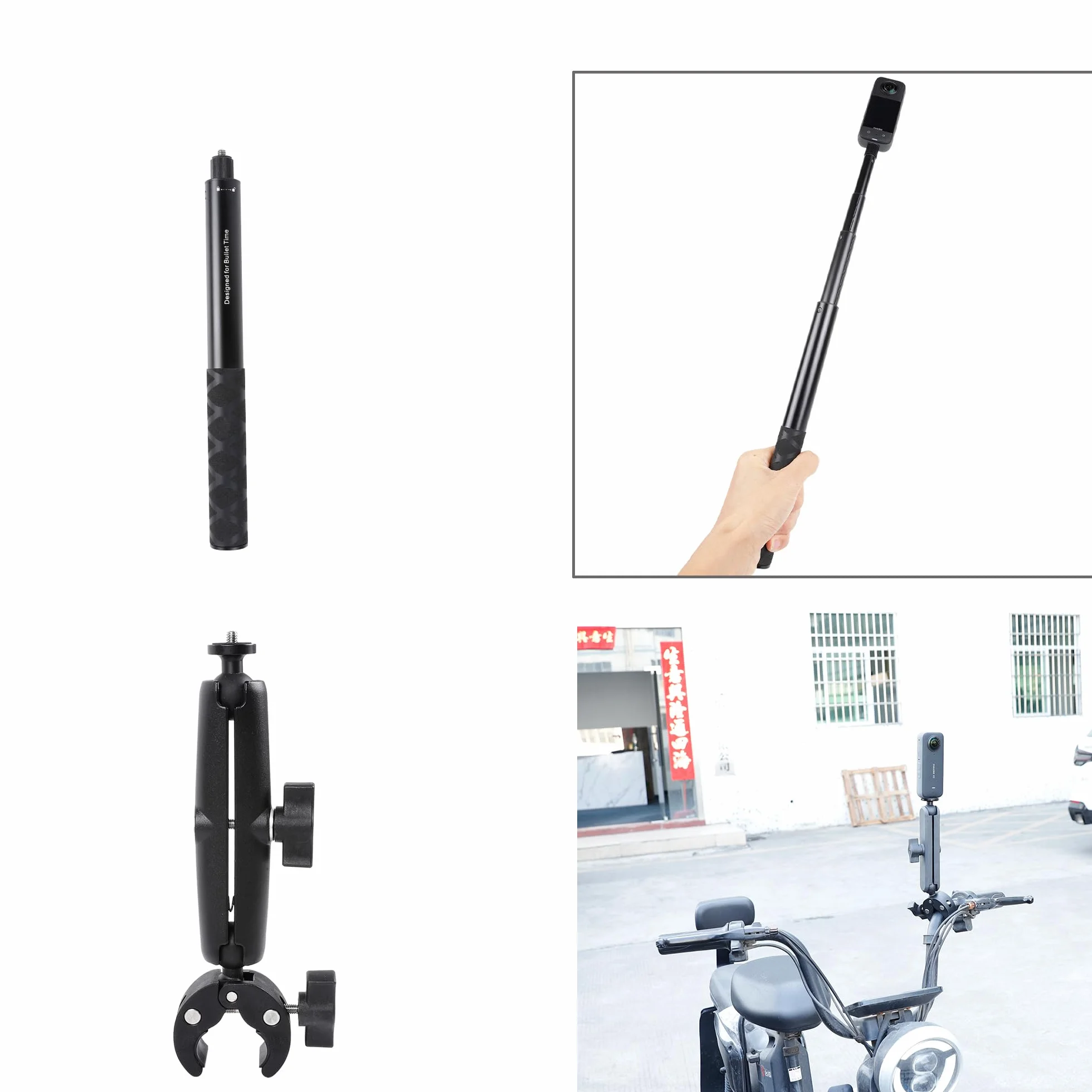 PellKing Uchwyt samochodowy z przyssawką do Insta360 x 5, x4, x3, x2, x, One RS, R, kompatybilny z kamerą GoPro Max DJI OSMO 360 5 w 1, zestaw montażowy do kamer sportowych (zawiera kij do selfie