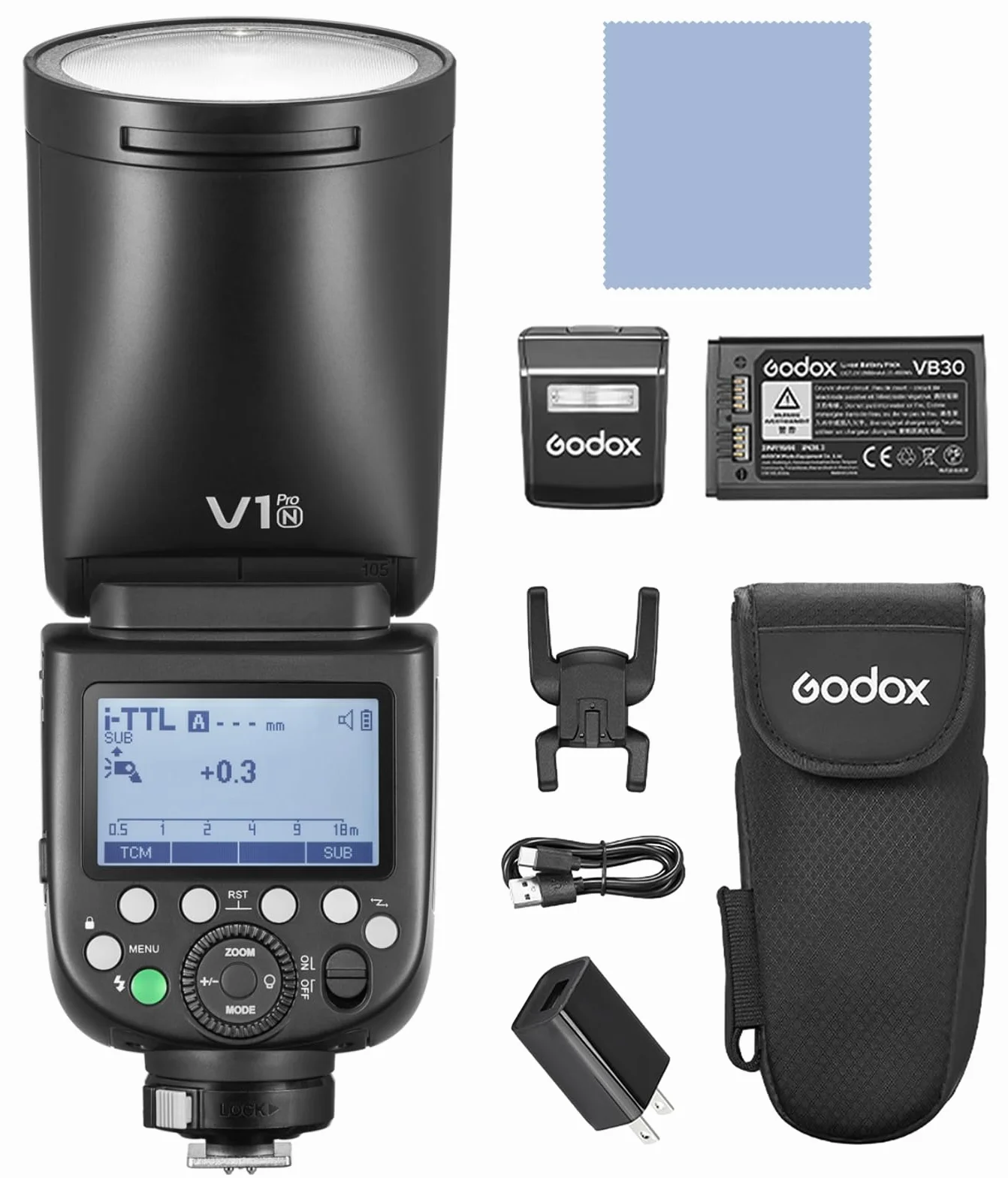 GODOX V1PRON lampa błyskowa z okrągłą głowicą Speedlite do aparatów Nikon | Tryb błyskowy M/TTL, 1/8000 s HSS, czas ładowania 1,3 s ze zdejmowaną lampą błyskową