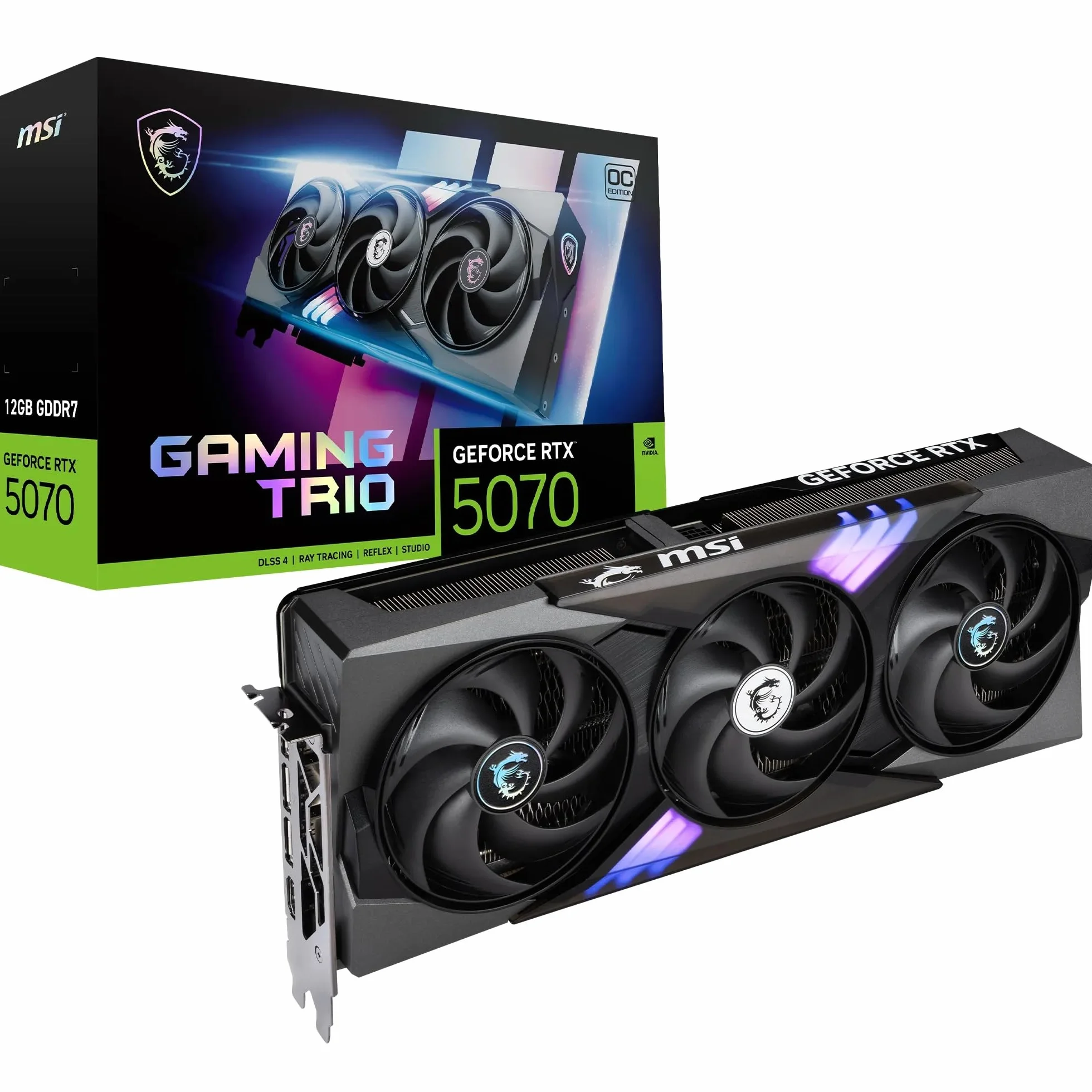 MSI Karta graficzna NVIDIA GeForce RTX 5070 12G Gaming Trio OC 192 Bit GDDR7, częstotliwość Boost do 2625 MHz, PCIe Gen 5, DLSS 4, DP 2.1 x 3, HDMI 2.1 x 1