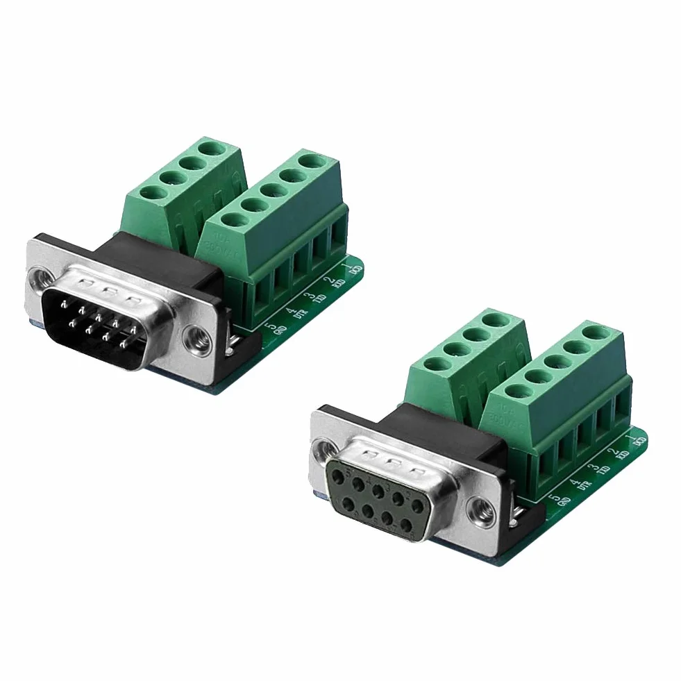 Wtyczka DB9 i gniazdo DB9 D-SUB złącze płyty adaptera RS232 szeregowy moduł sygnałowy