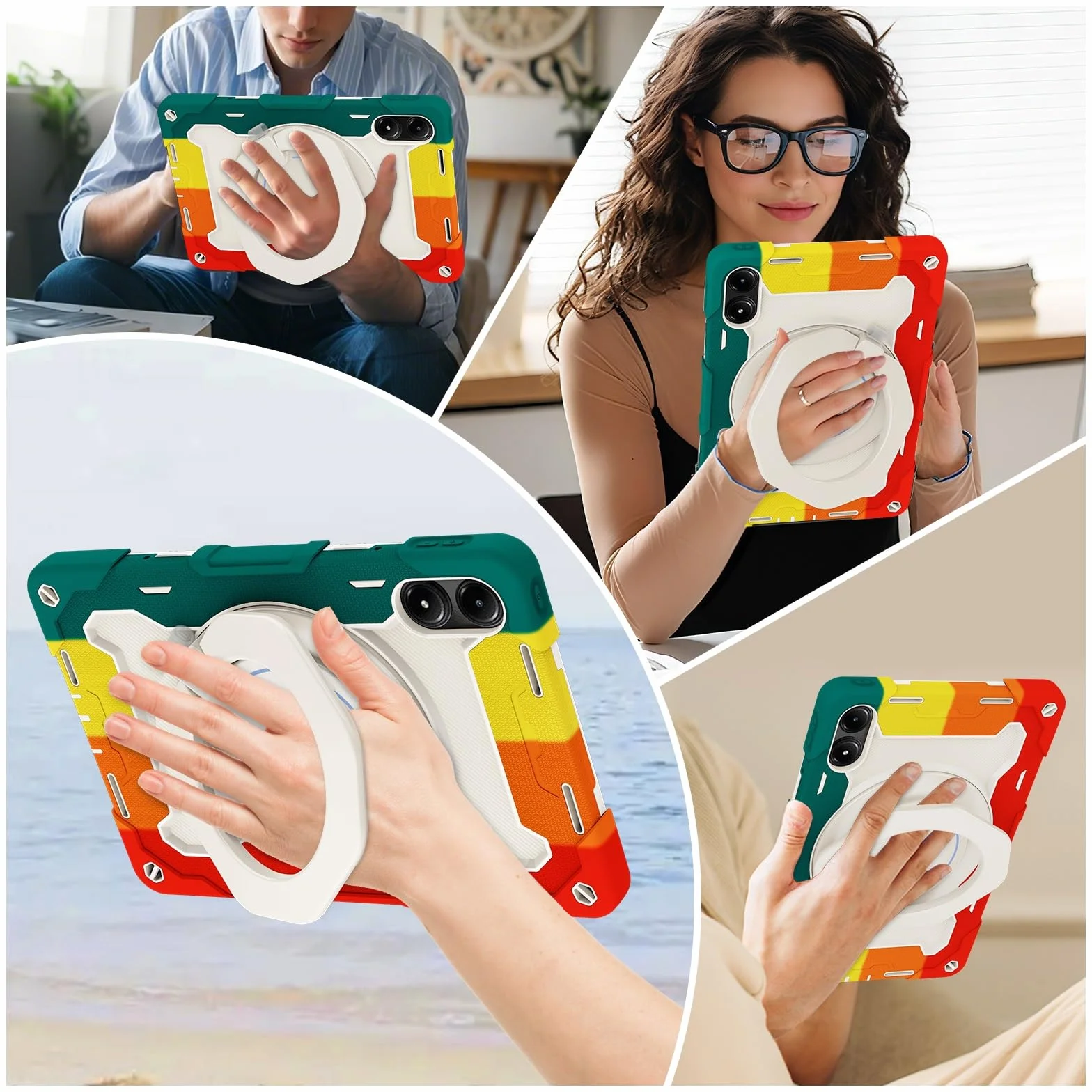 Wytrzymałe etui ochronne do Xiaomi Redmi Pad Pro 12,1", stojak, obracany o 360°, pasek na ramię, uchwyt na długopis i pierścień, odporna na uderzenia osłona dla dzieci i dorosłych