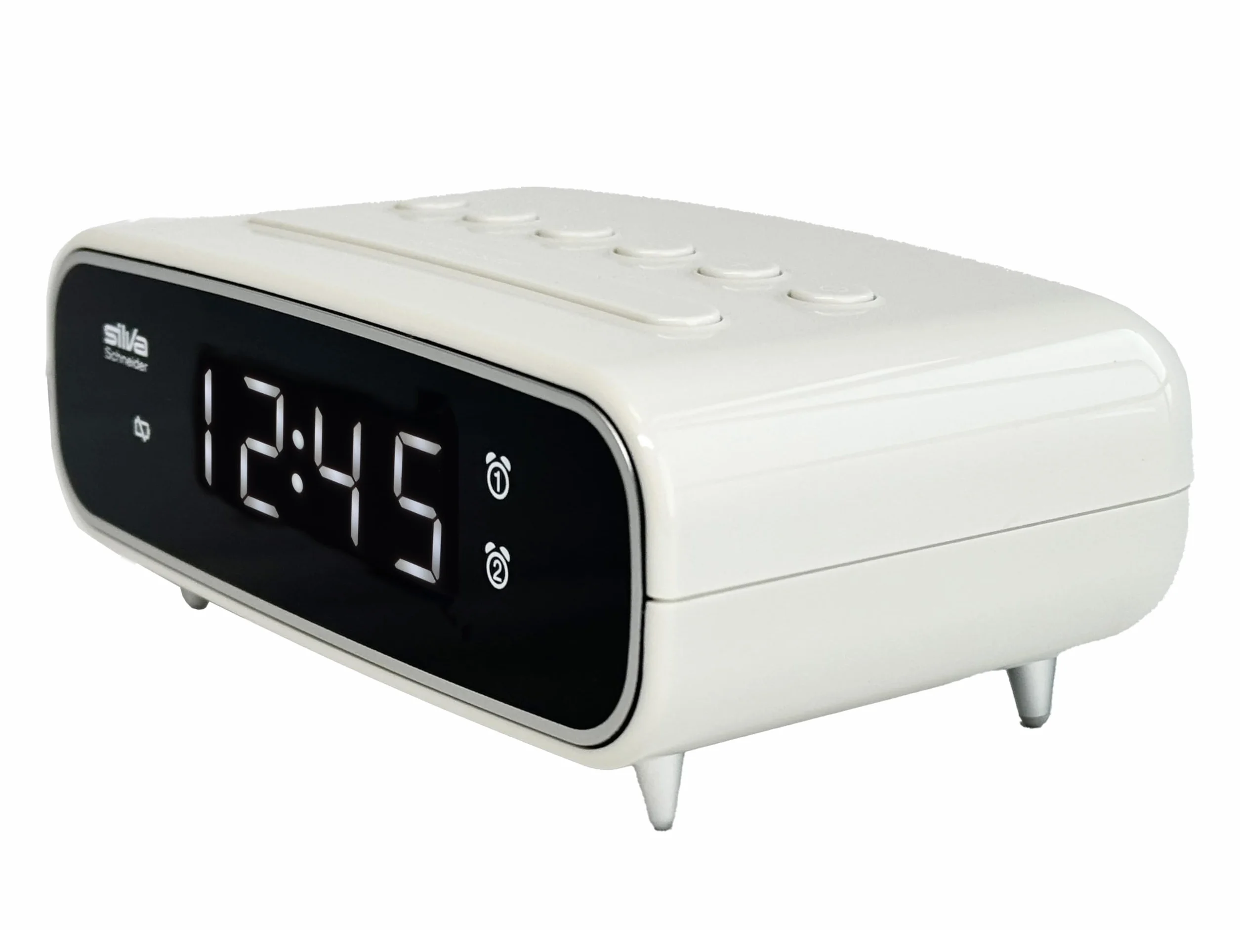 SILVA Schneider UR 1024 radio do zegarka z funkcją budzika, 2 czasy budzenia, powtarzanie budzika, timer zasypiania, wskaźnik LED, możliwość ściemniania, białe