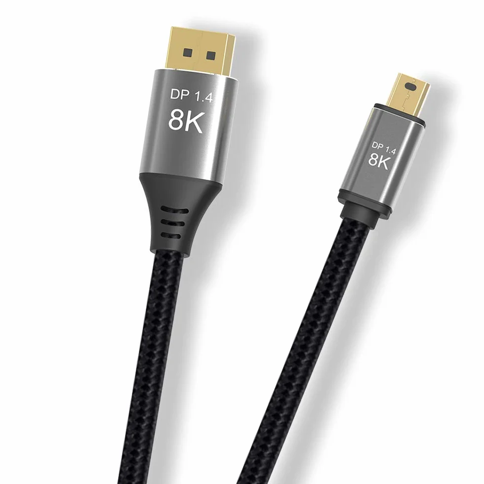 YIWENTEC Kabel Mini DP do DisplayPort 2 m, 8K (7680X4320) przy 60Hz 4K przy 144Hz DisplayPort 1.4 dwukierunkowa transmisja DisplayPort na Mini DisplayPort 8K (2 m)