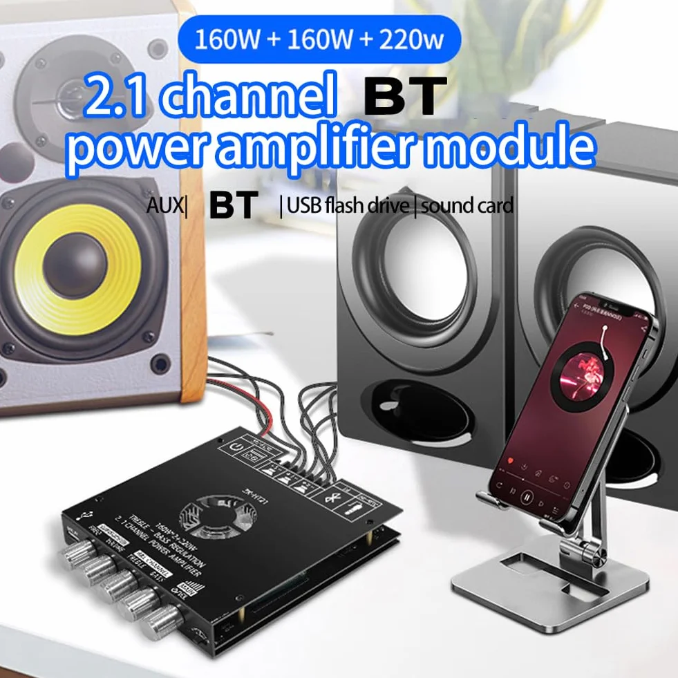 Wzmacniacz audio ZK AS21 2.1-kanałowy wzmacniacz mocy DC16 do 38 V z chipem TPA3255, cyfrowa płytka wzmacniacza mocy subwoofera w zestawie
