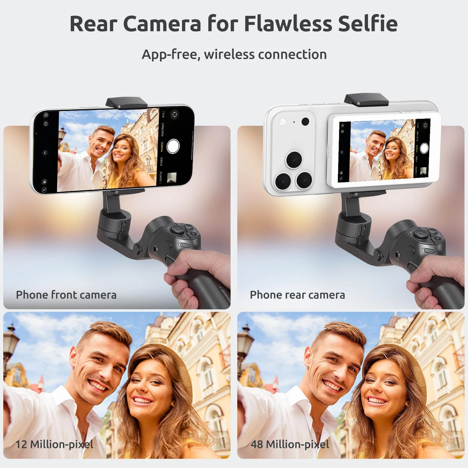 Widok do selfie, magnetyczny telefon Vlog, kamera tylna, ekran 4K 30 klatek na sekundę, możliwość bezprzewodowego łączenia z telefonami komórkowymi, ekran do selfie kompatybilny z telefonami