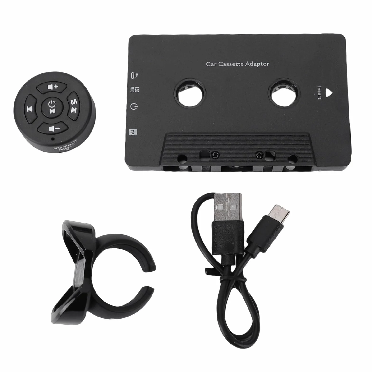 Asixxsix Car Audio Odbiornik Kasetowy Bluetooth 5.4, Bezprzewodowy Adapter Kasetowy Aux z Pilotem na Kierownicy, do Smartfonów, Tabletów, Karty MP3 TF