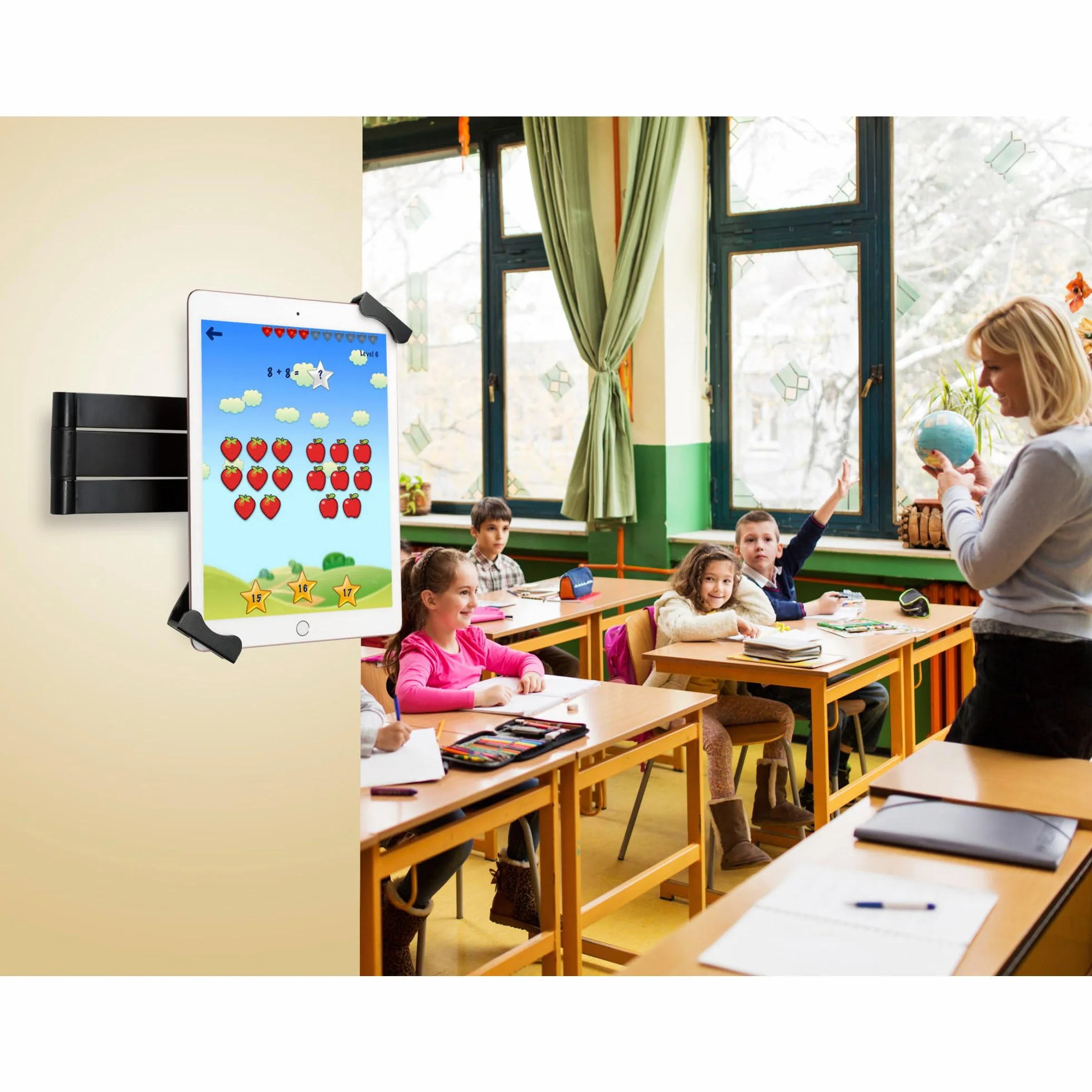 Bezpieczny uchwyt ścienny – CTA uchwyt na tablet z ramieniem przegubowym z obrotem o 360 stopni do iPada 10. generacji 27.7 cm - iPad 7., 8., 9. generacji, 25.9 cm, iPad Pro 32.8 cm i 17.8-33.0 cm,