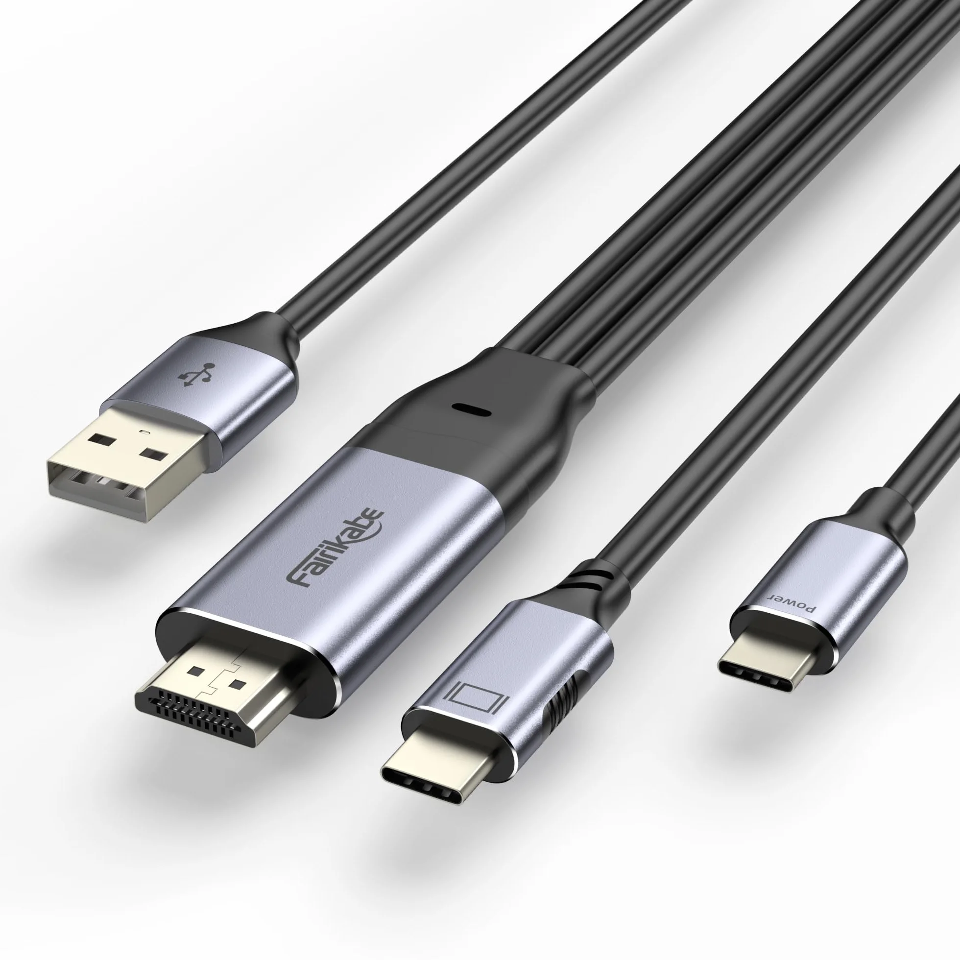 fairikabe Kabel HDMI na USB C, 4K 60 Hz, źródło HDMI i zasilacz do wyświetlacza USB C, konwerter do Xbox PS5, stacja dokująca Steam Deck do Apple Studio Display, Nreal, Xreal, Xreal Beam, Rayneo