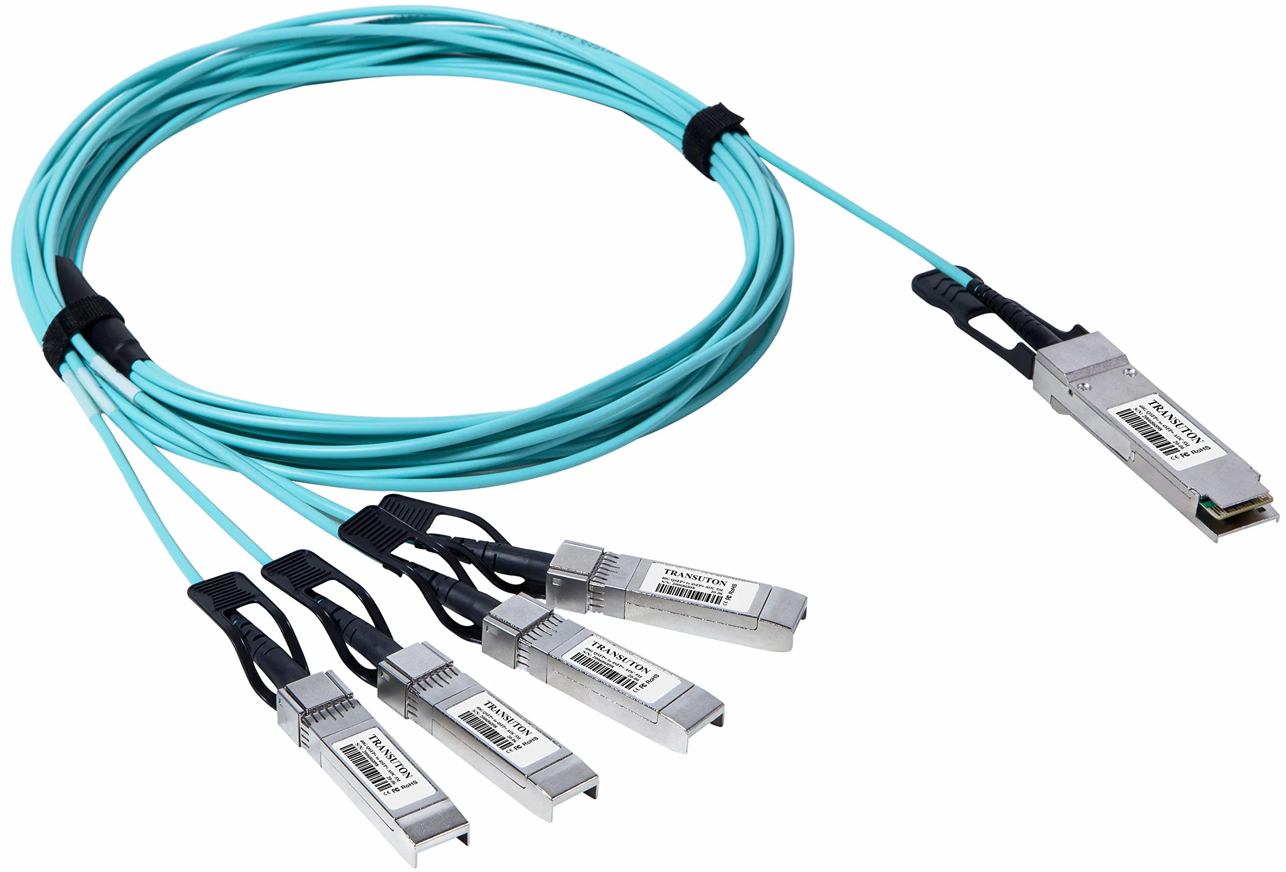 Aktywny kabel optyczny 40G QSFP+ do 4xSFP+ | do Cisco QSFP-4x10G SFP+ Breakout-AOC10M kompatybilny 40GBASE QSFP+ 4x10G SFP+ Breakout AOC kabel (10 m)