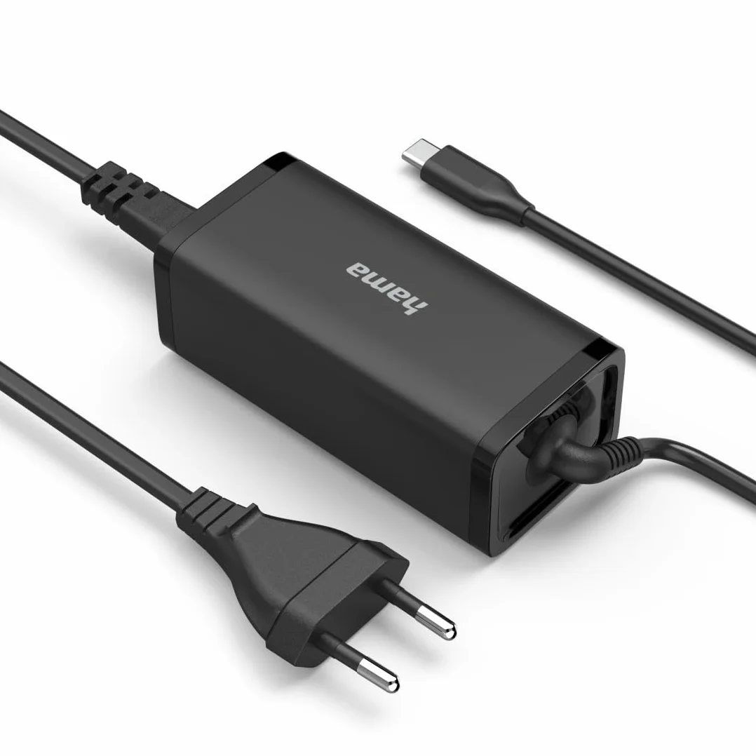 Hama Uniwersalny Zasilacz GaN USB-C 100W, Kompatybilny z Laptopem, Tabletem, Konsolą, Wydajny i Niskie Emisje Ciepła, Bezpieczne Ładowanie dla Wszystkich Urządzeń