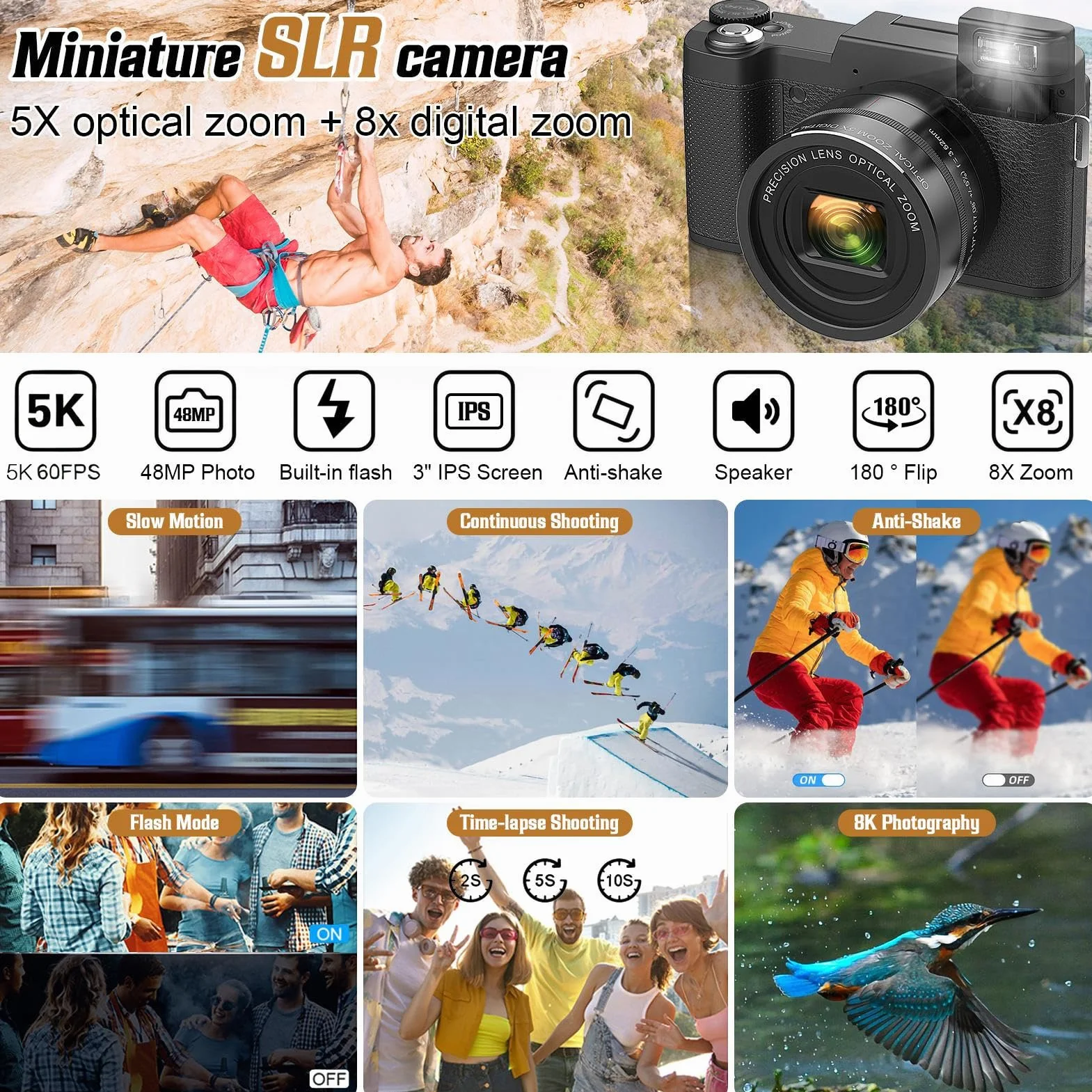Aparat 4k do fotografii, aparat 4k do fotografii Przenośna kamera, | Aparat cyfrowy Kreatywne materiały fotograficzne, zdjęcia plenerowe, zdjęcia z podróży, widoki natury