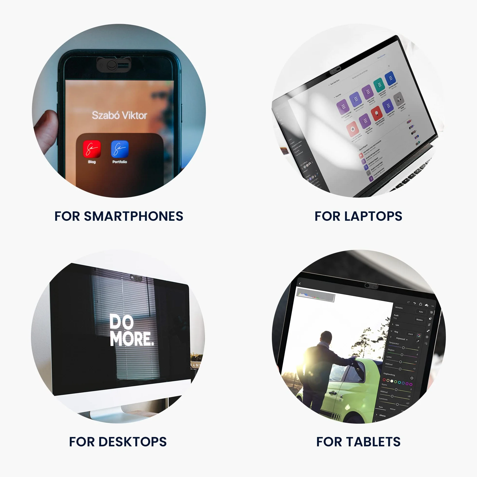 kwmobile Osłona kamery internetowej kompatybilna z osłoną aparatu, 2 x samoprzylepny suwak ABS do laptopa - czarny