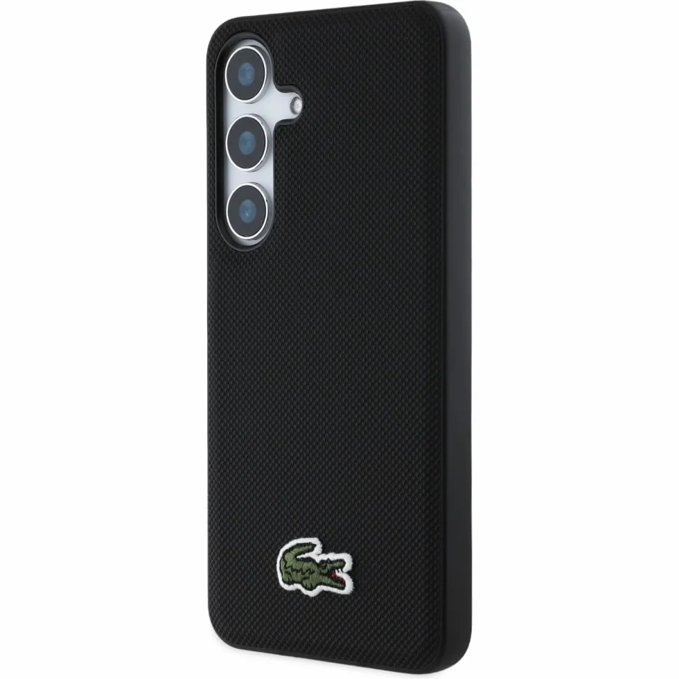 CG MOBILE Lacoste Iconic Petit Pique Woven logo kompatybilne z MagSafe etui do Samsung Galaxy S25 (czarne)