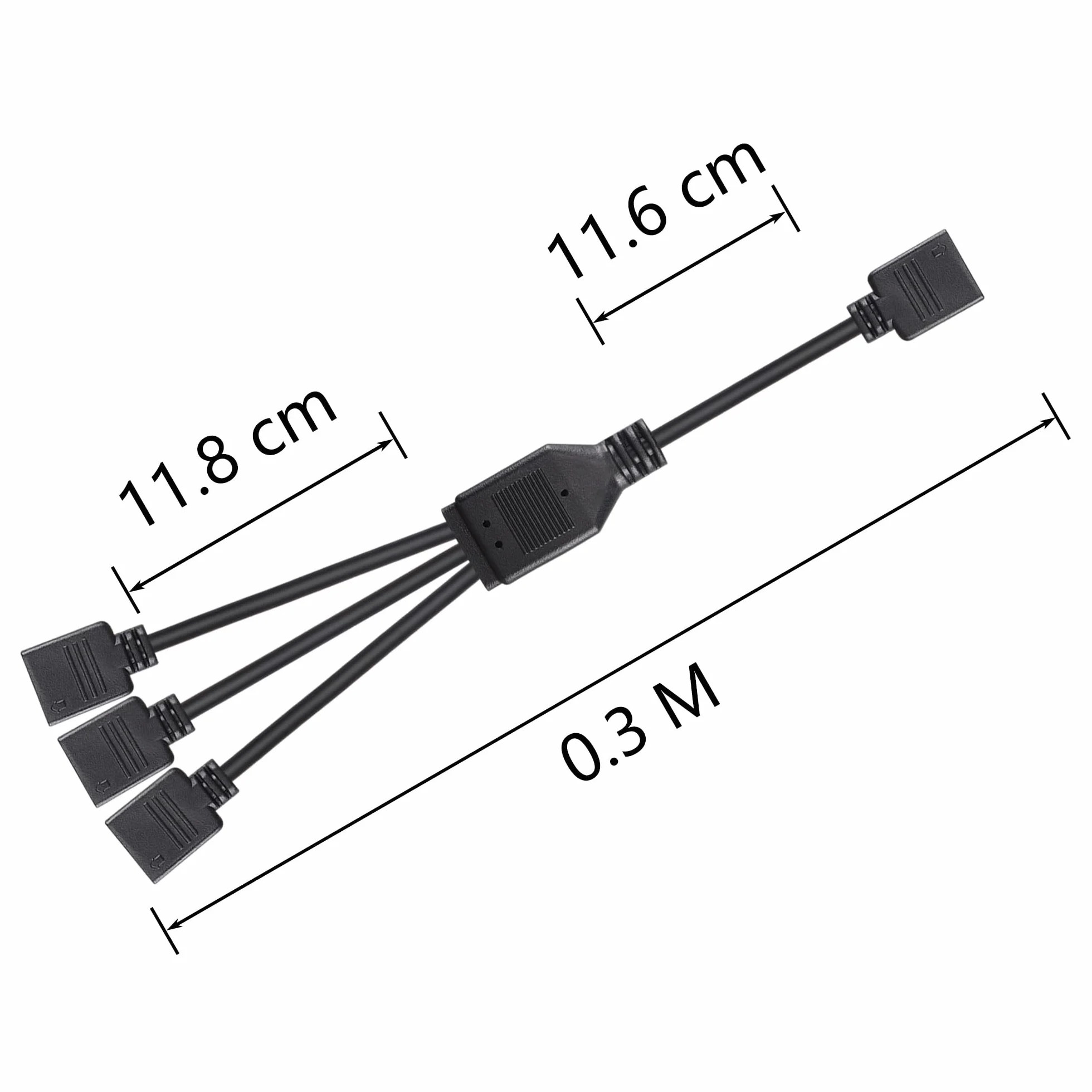 CERRXIAN 2 x kabel rozdzielający ARGB 5 V, 3-pinowy, 1-do 3 5 V, 3-pinowy, z męskimi pinami, 1 gniazdo na 3 gniazda, kabel przedłużający 3-pinowy HUB do taśm ARGB LED, wentylatorów ARGB itp. (1 do 3F)