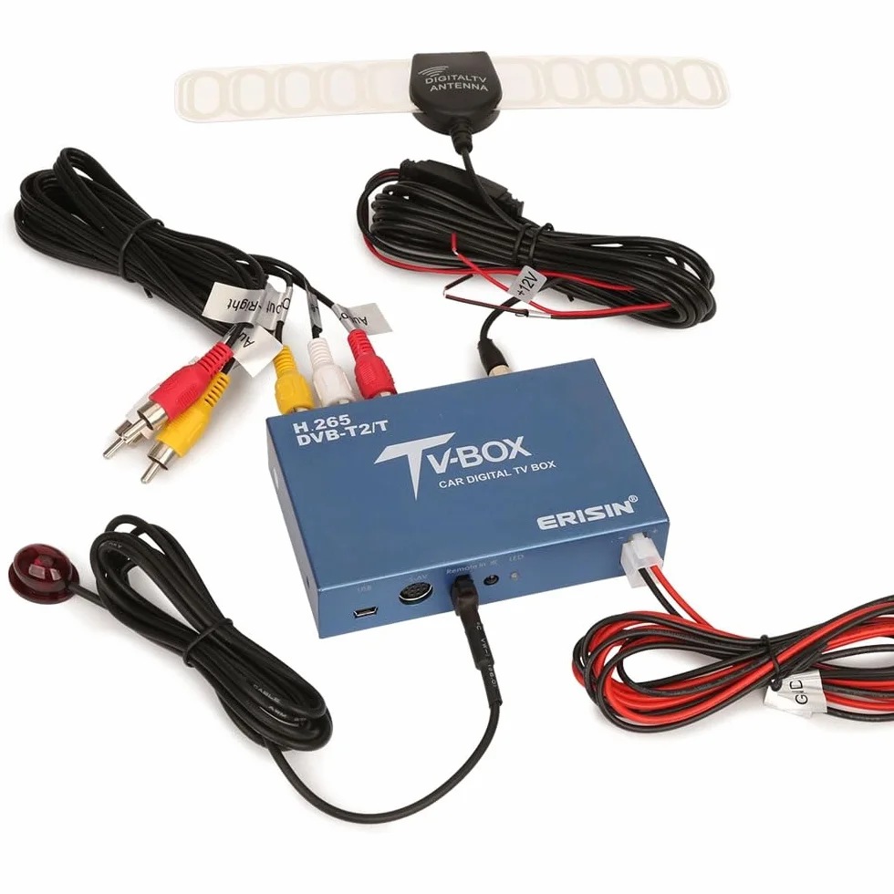 Erisin Auto/KFZ Mobile HD DVB-T2/T Box Digital TV odbiornik HEVC(H.265) H.264 MPEG-2/4 Antenna TV Box ES336