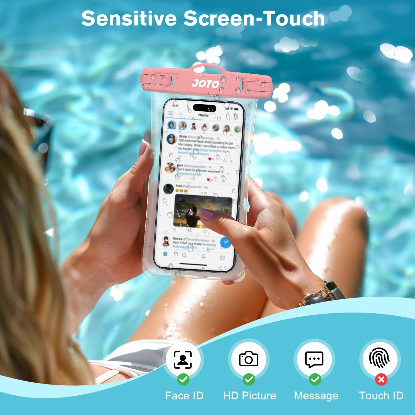 JOTO 2 wodoodporne kieszenie na smartfon dla iPhone 14, 13, 12 Pro Max Plus XS XR X 8 7, Samsung S22 Ultra, Huawei P40 P30 P20, certyfikowane przez IPX8 wodoodporne etui na telefon do 7 cali