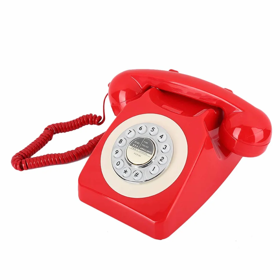 Sorandy Staromodny Telefon Stacjonarny w Stylu Vintage z Mechanicznym Miedzianym Dzwonkiem do Wystroju Wnętrz w Stylu Retro do Użytku Biurowego
