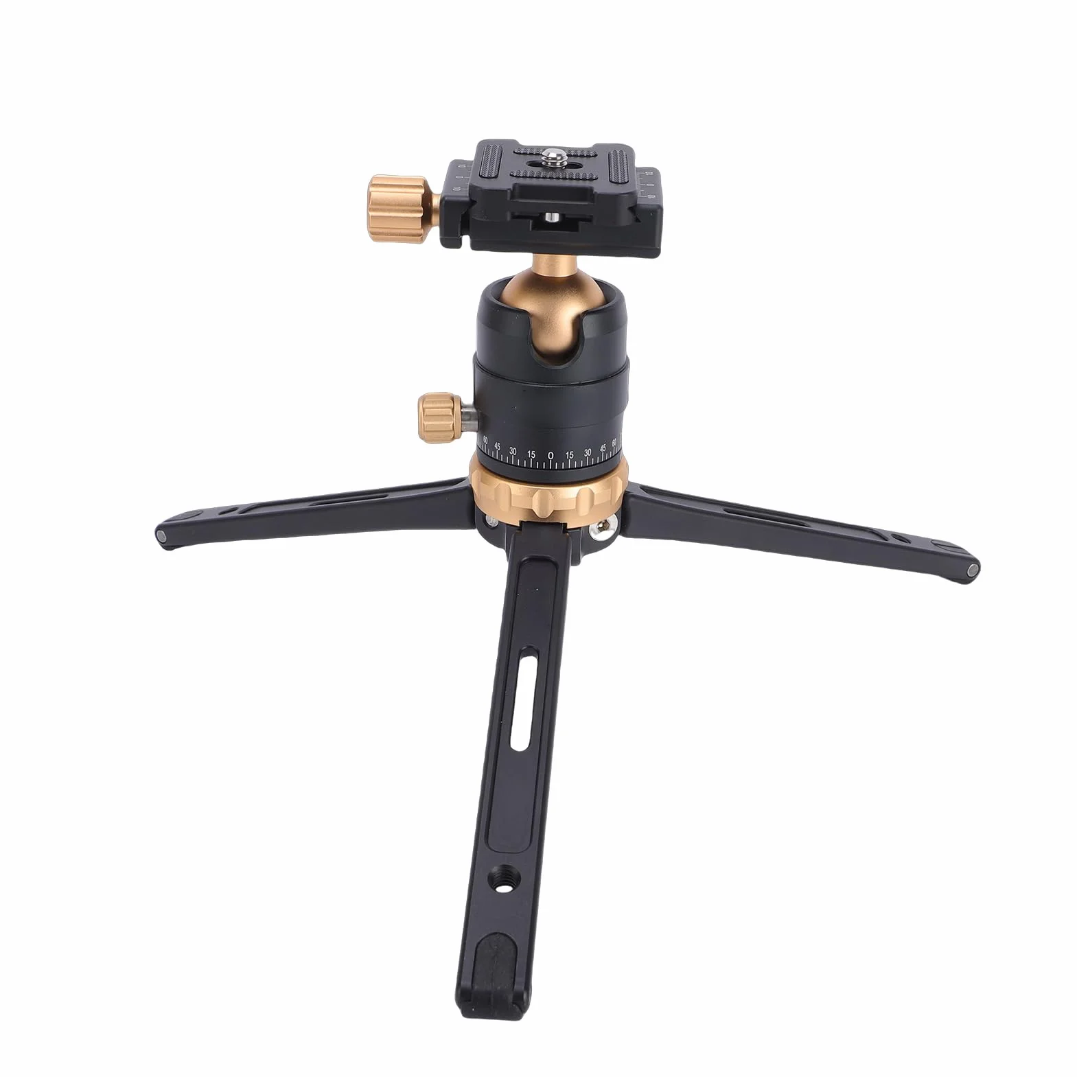 Fabater Mini Statyw, Statyw Stacjonarny z regulacją Wysokości i płytką Szybkiego Uwalniania z głowicą kulową 360° do Vlogowania z kamerą sportową DSLR (GOLD)