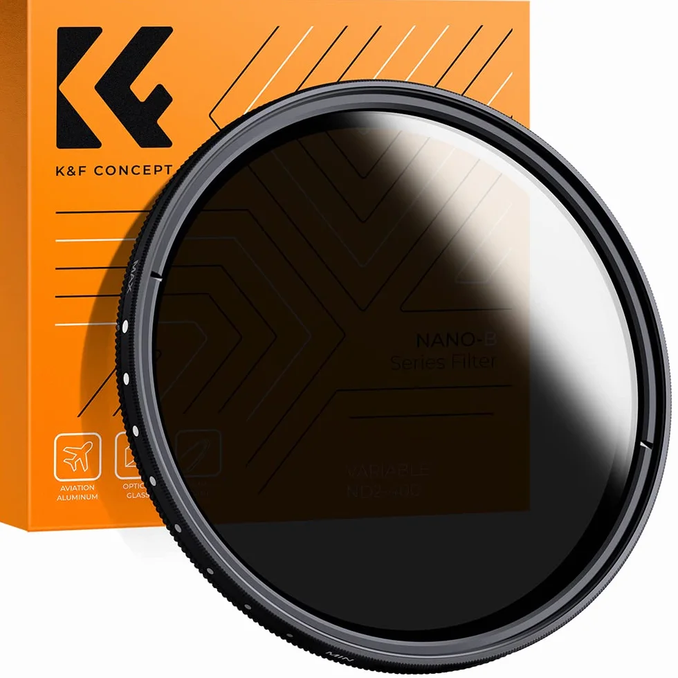 K&F CONCEPT Nano-Basic 55 mm ND zmienny filtr ND2-400 (1-9 Stops) | Filtr o zmiennej gęstości neutralnej ze szkła optycznego z 3 ściereczkami do czyszczenia - FN101