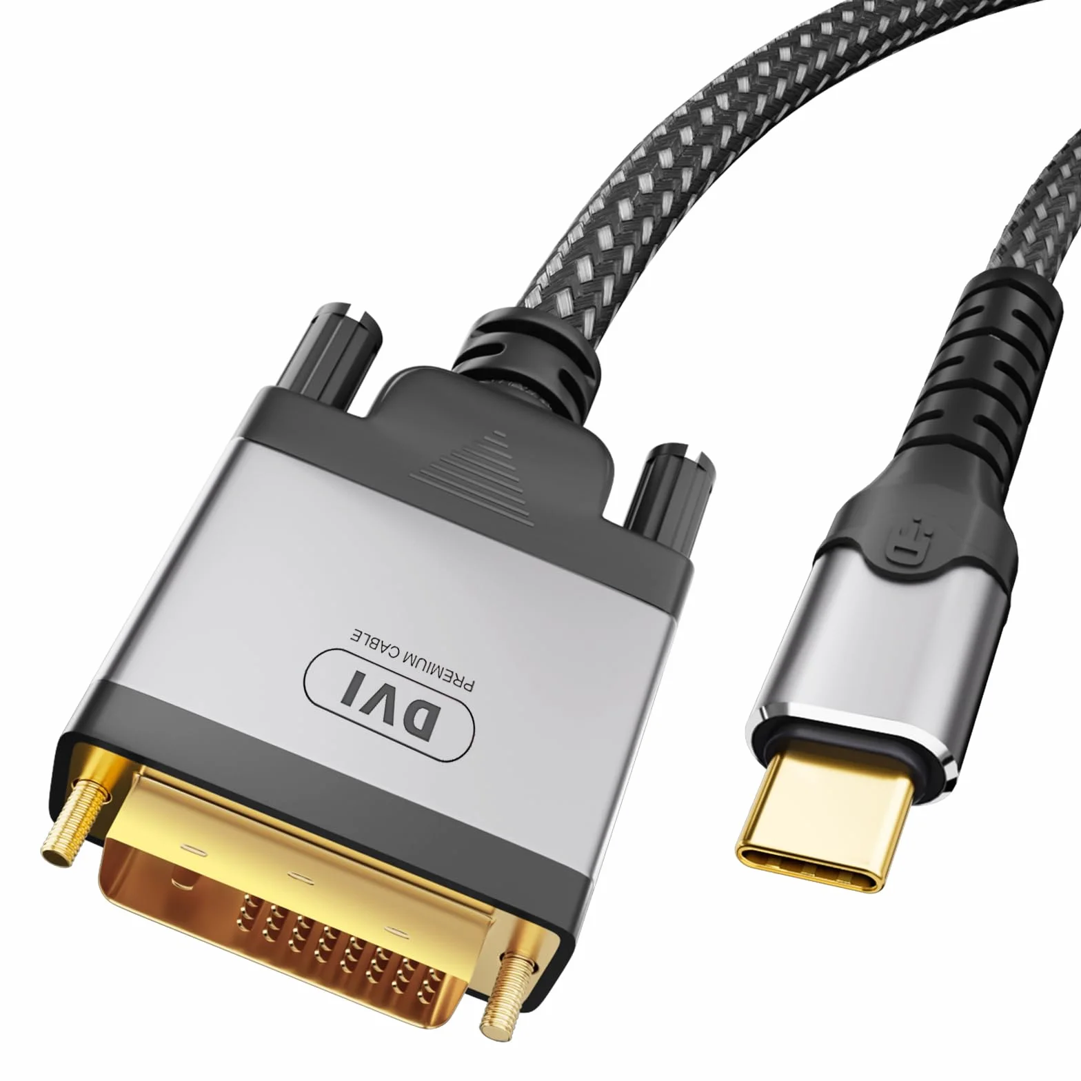 Kabel USB C na DVI 2 m, 4K 30 Hz USB typ C [Thunderbolt 3] do DVI-D 24+1, podwójnie pleciona linka nylonowa, pozłacana wtyczka, kompatybilny z MacBook Pro, Samsung, Surface Book, Dell