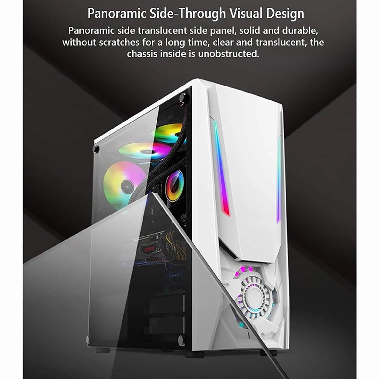 Obudowa Komputera Typu Mid-tower ATX, M-ATX, MINI-ITX, Panel Boczny Ze Szkła Hartowanego, 1 USB 3.0, 2 USB 2.0, Obsługuje Chłodzenie Wodne I Może Być Wyposażona W 6 Wentylatorów(White)