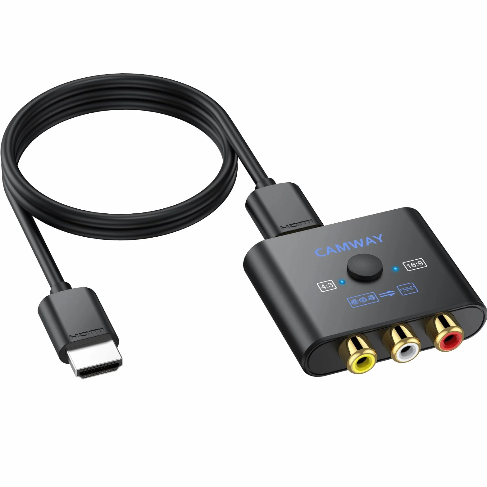 CAMWAY Konwerter RCA na HDMI 1080P AV na HDMI Adapter Kompozytowy CVBS PAL NTSC Wii PS1 PS2 N64 Xbox