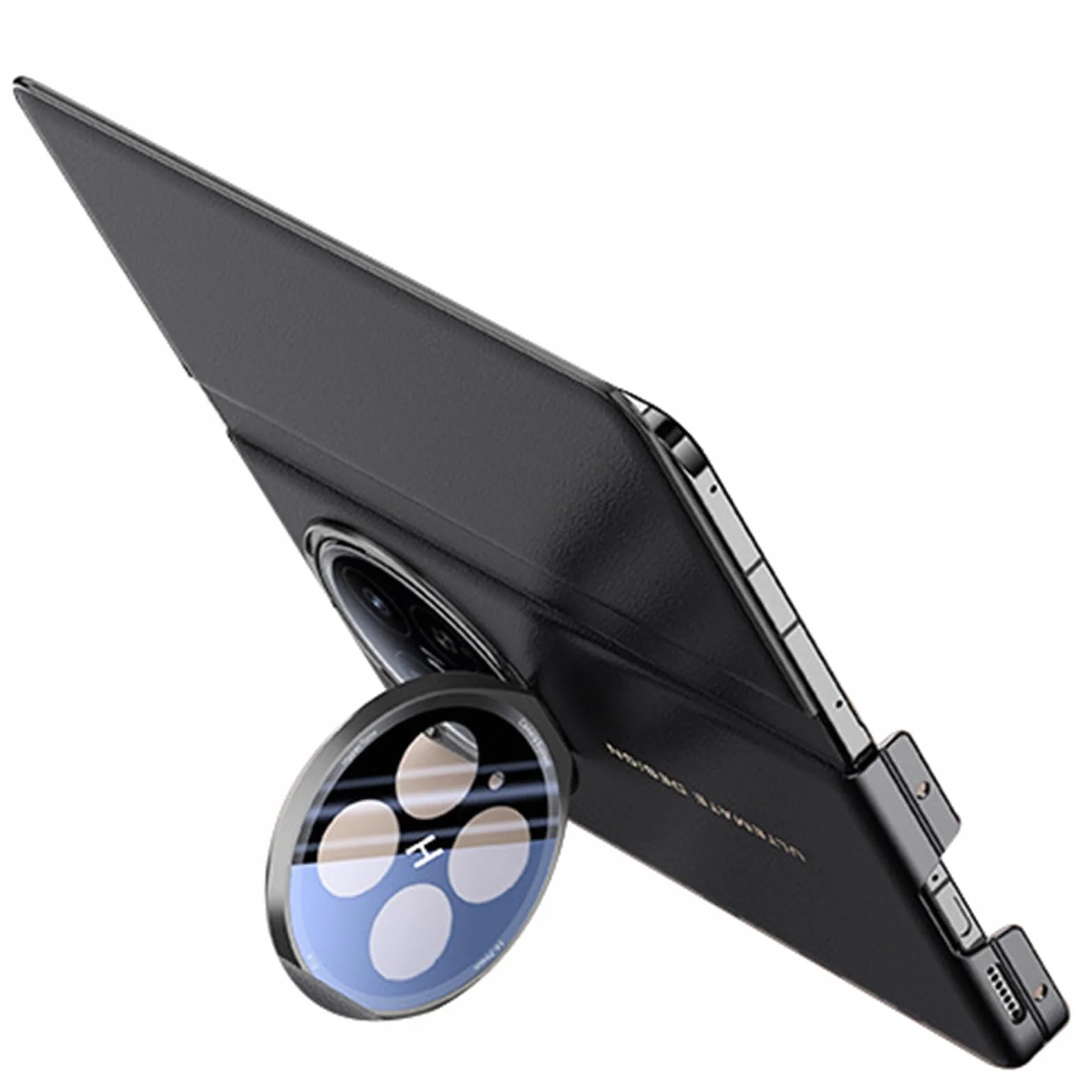 Skórzane etui z klapką do OPPO Find N6, ochrona obiektywu z klapką obudowa pozłacana krawędź antywstrząsowa luksusowa obudowa, czarna, N6