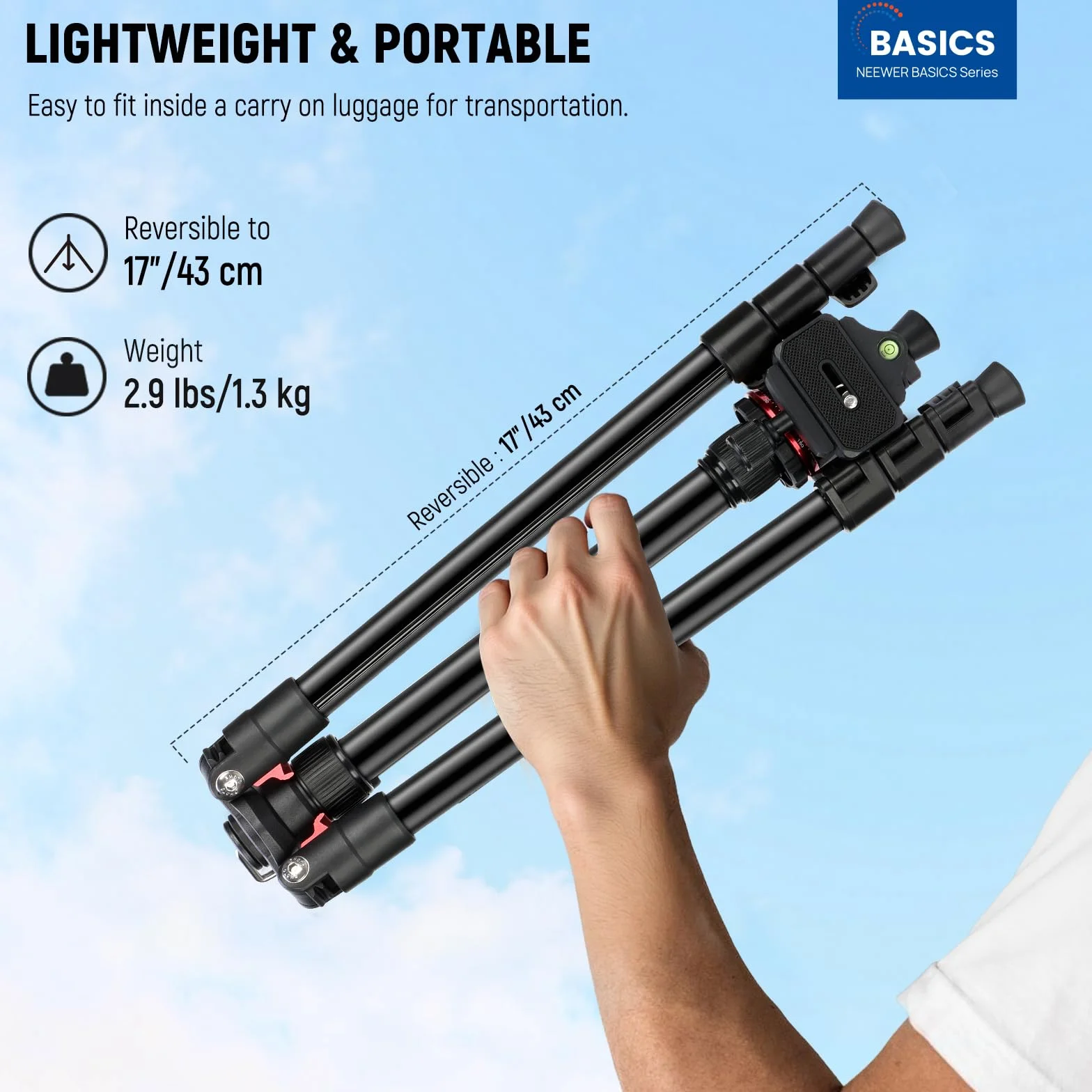 NEEWER BASICS Statyw Aparat podróżny 182 cm, lekki przenośny statyw DSLR z głowicą kulową, płyta QR Arka, uchwyt na telefon kompatybilny z iPhone do zdjęć i filmów, Max 6 kg, TP14
