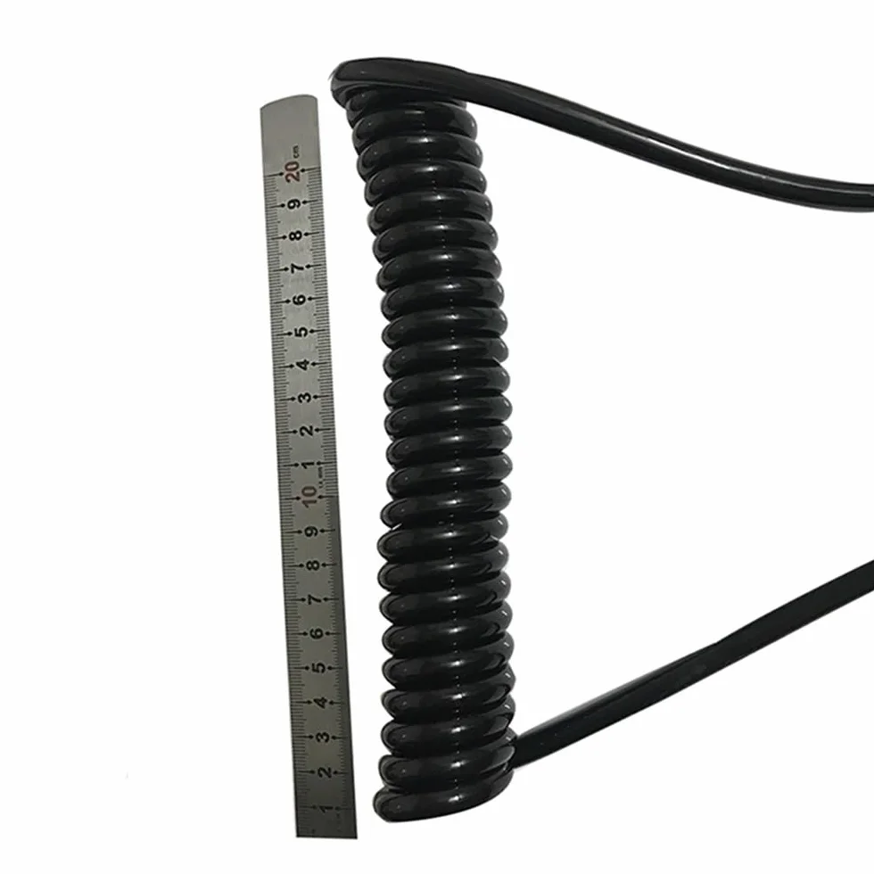 Kable spiralne elastyczne, Spiralny kabel zasilający 2-żyłowy, kwadratowy 2,5 mm, średnica zewnętrzna 8, zwijany drut, zwijana cewka(Undraw 3.75 meters)